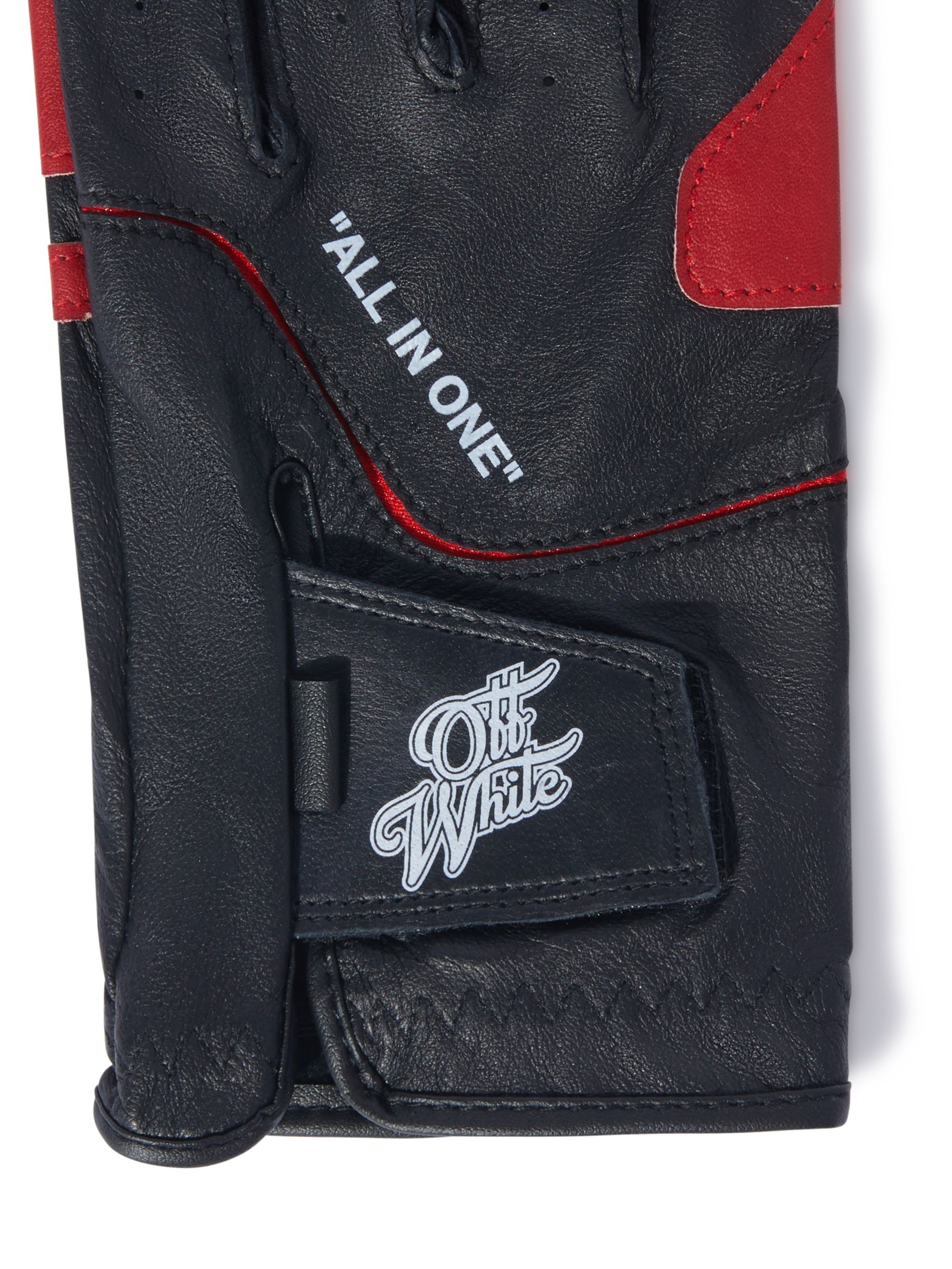 Black/red Leather Golf Gloves - 3