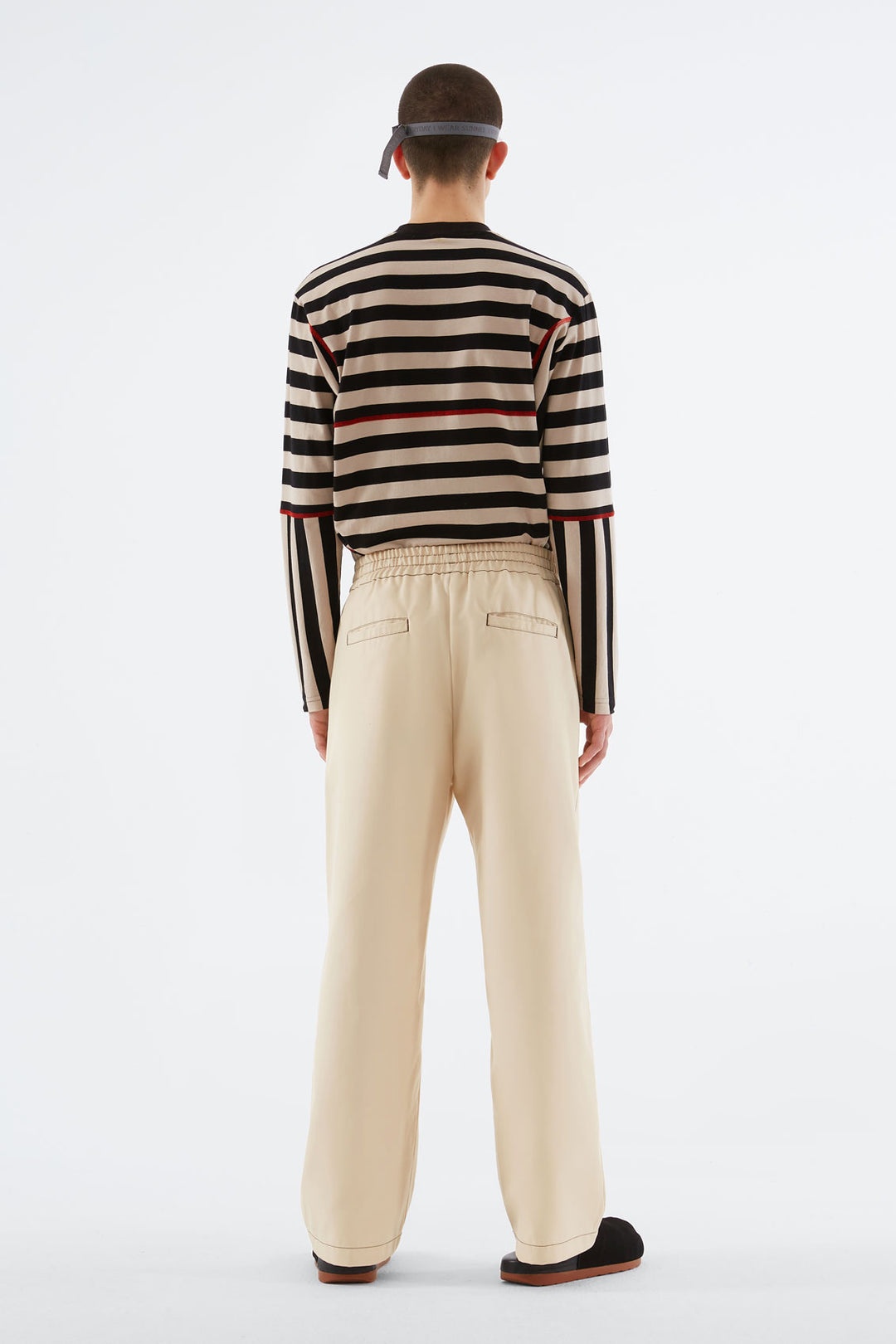 BEIGE & BLACK STRIPED LONG SLEEVE WITH CUTS - 4