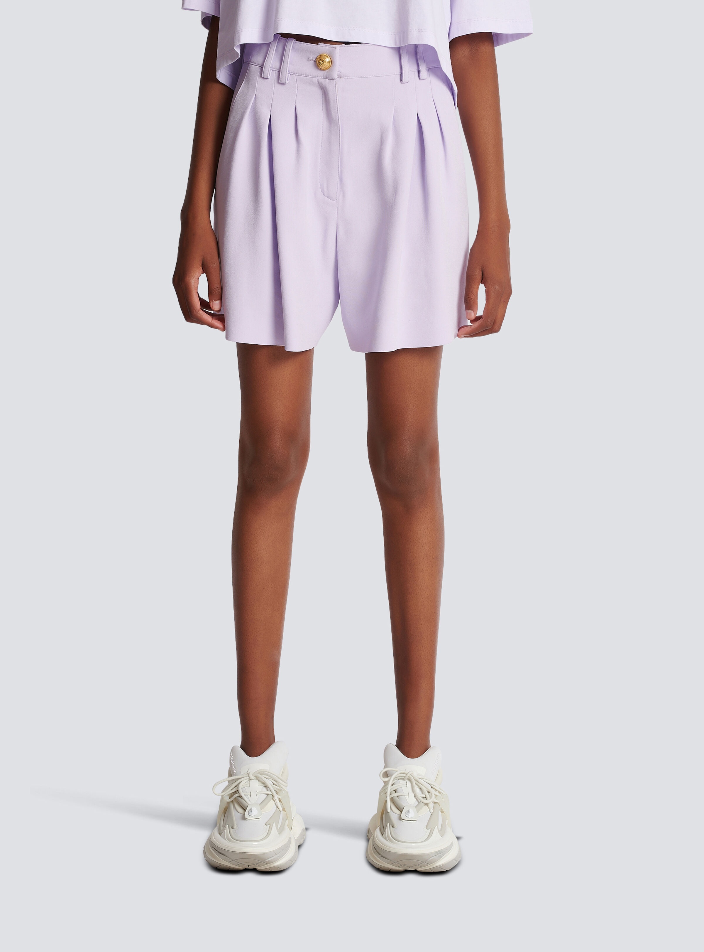 Flared crepe shorts - 5