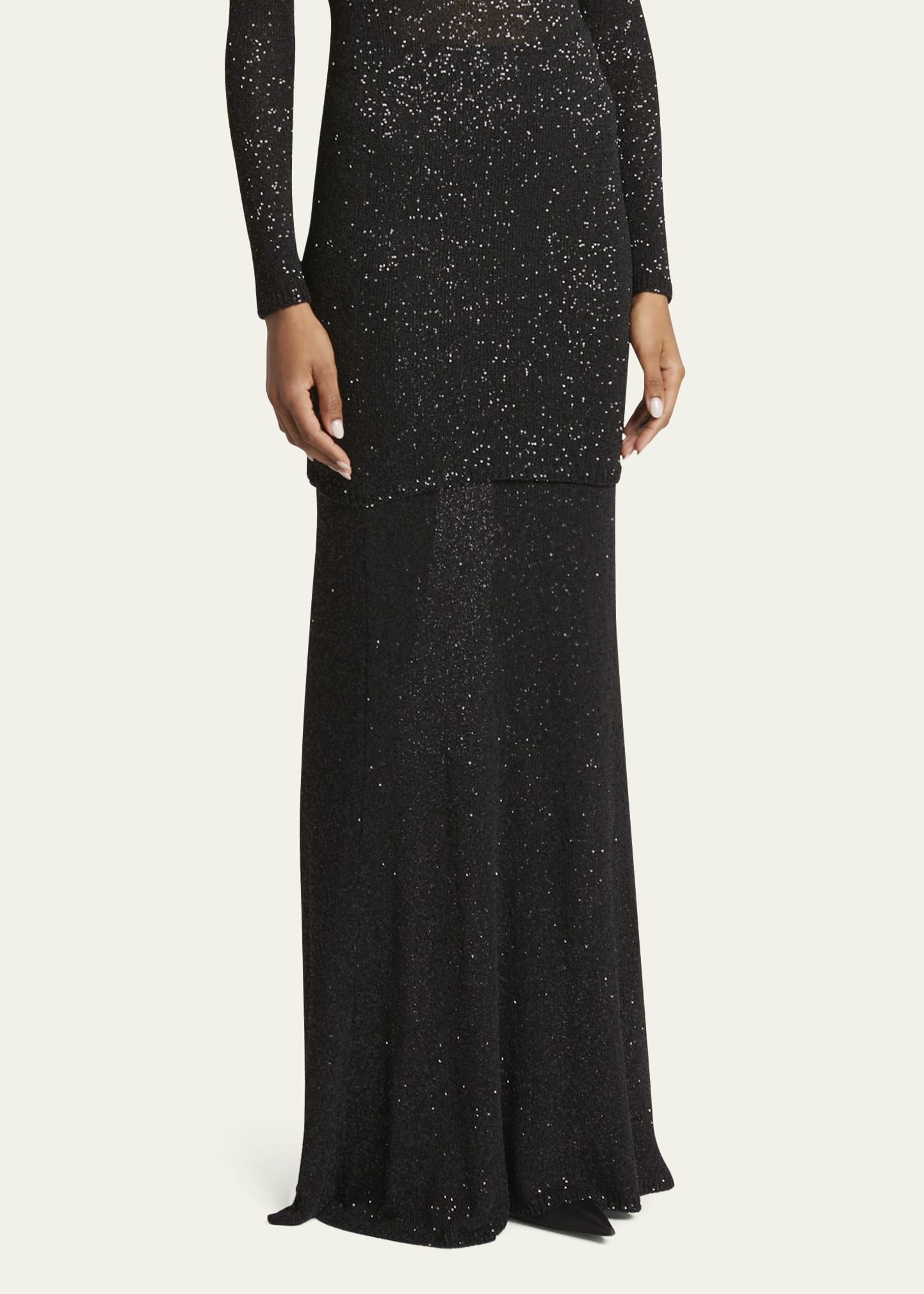 Sequined Knit Maxi Skirt - 4
