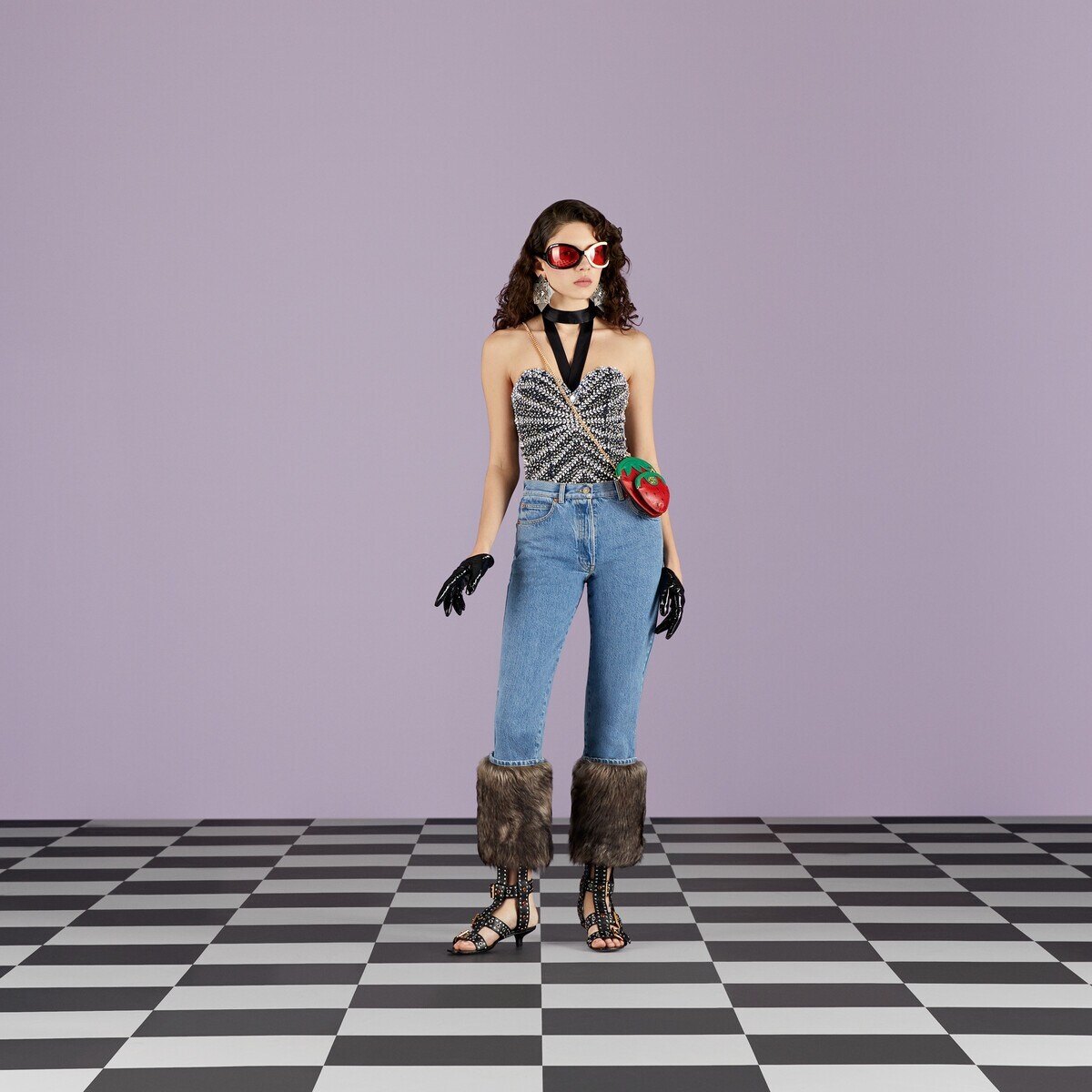 Denim pant with shearling cuff - 2