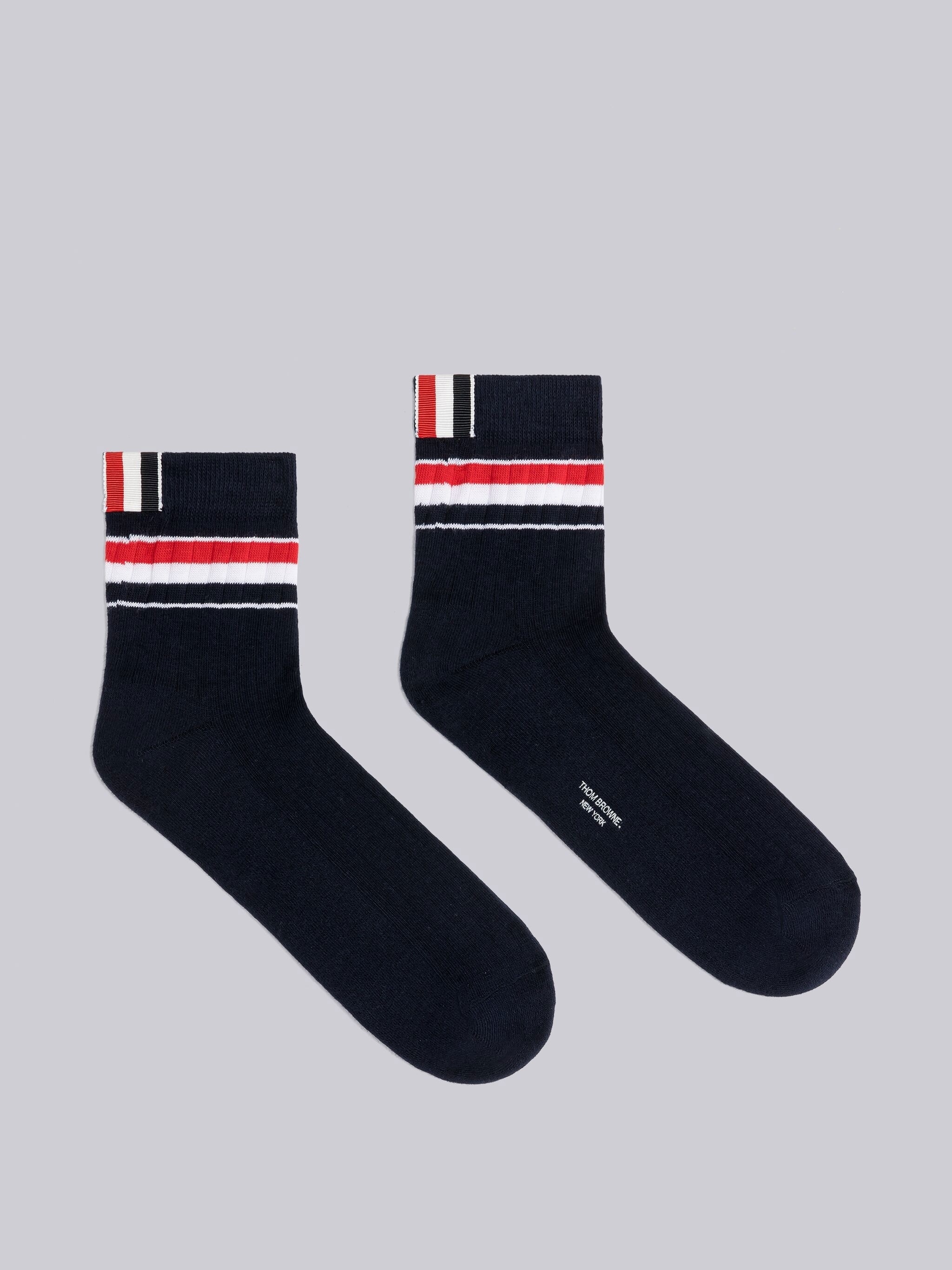 Athletic Rib Stripe Ankle Socks - 1