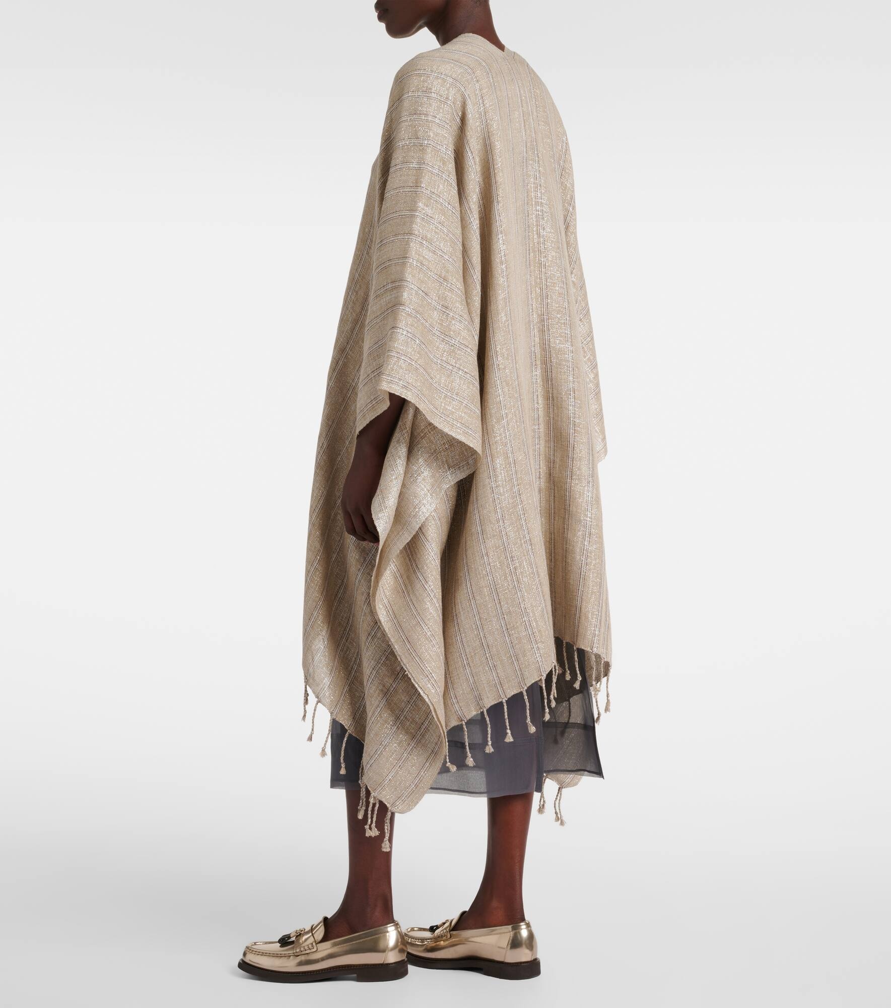 Linen-blend poncho - 3