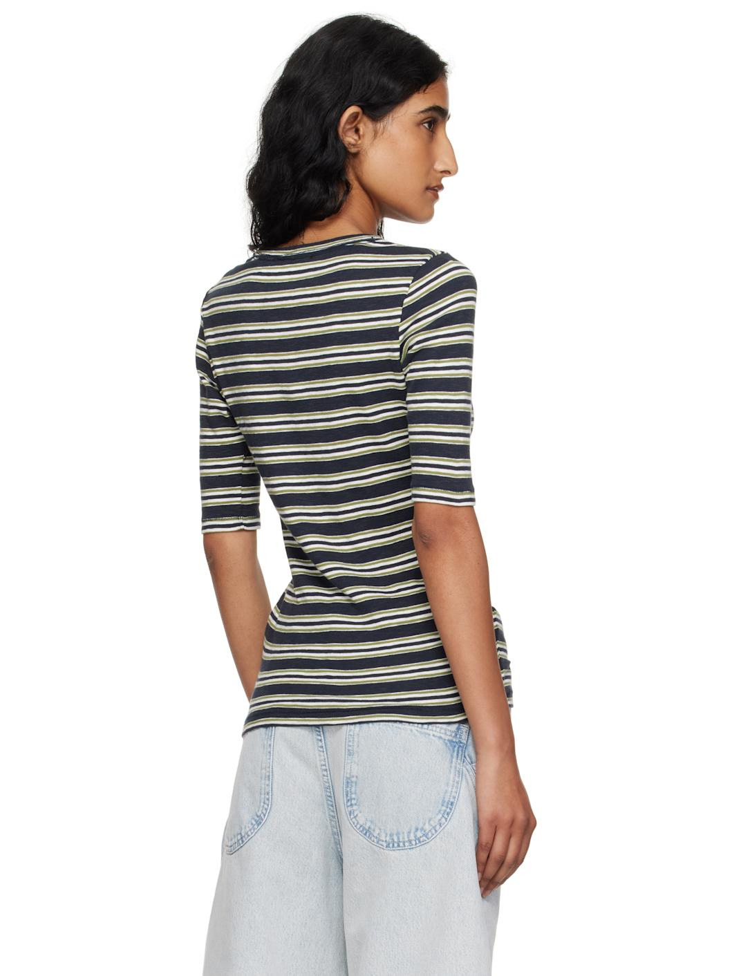 Navy & Green Stripe T-shirt - 3
