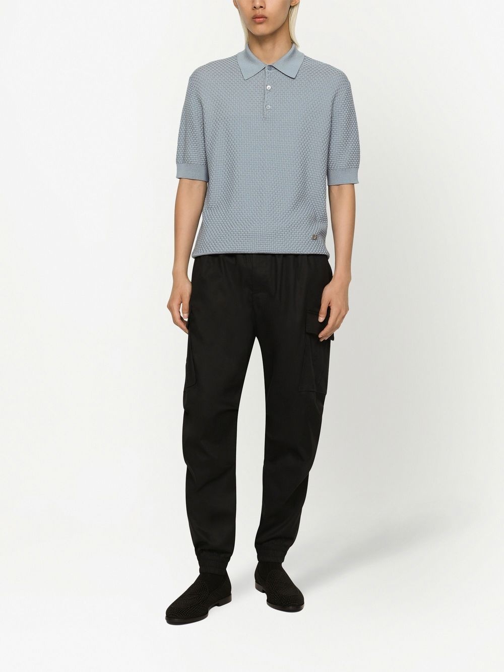 waffle-knit short-sleeved polo shirt - 3