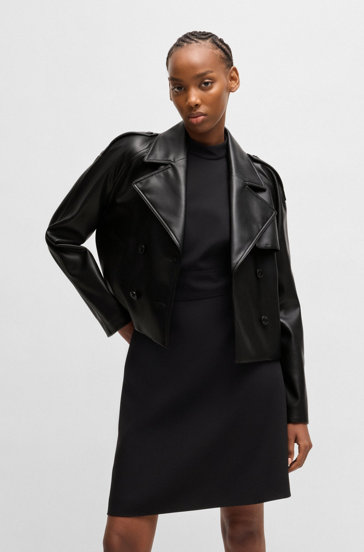 RELAXED-FIT DOUBLE-BREASTED JACKET IN FAUX LEATHER - 2