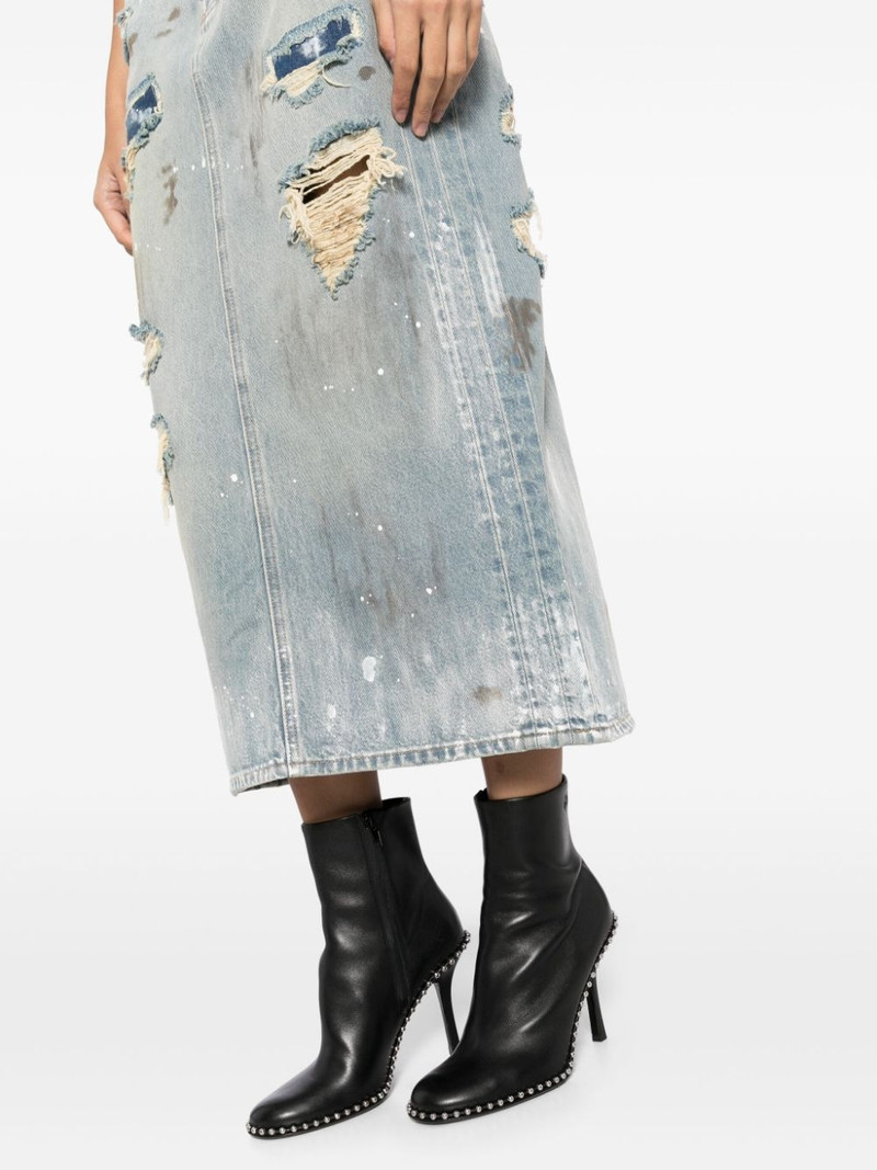 distressed-effect denim midi skirt 5