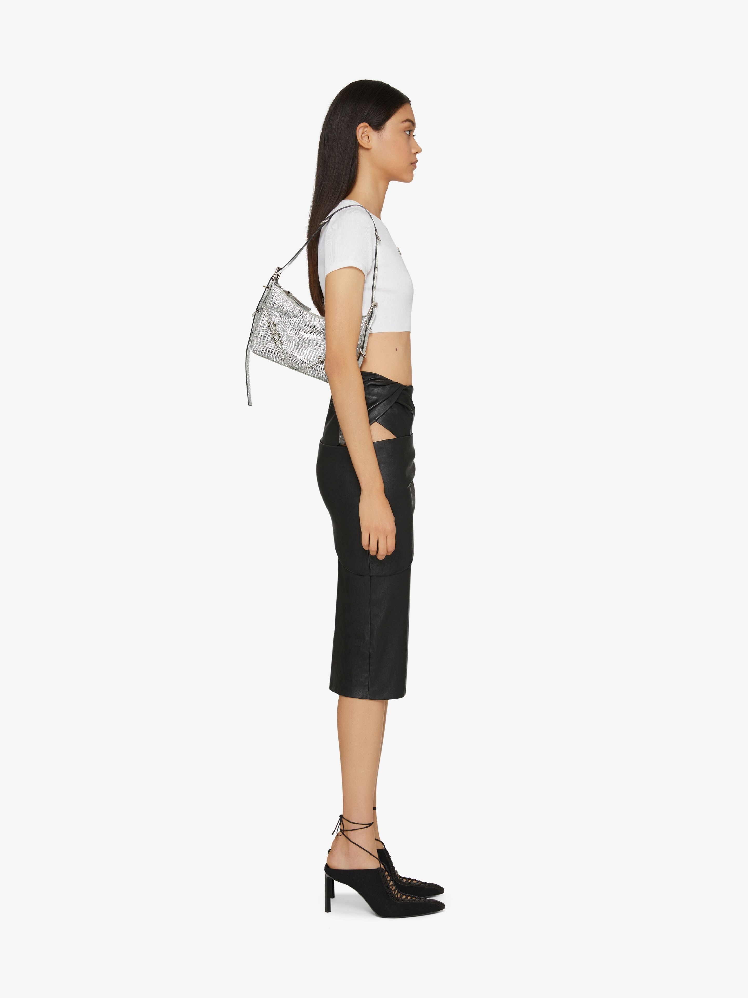 MINI VOYOU BAG IN SATIN WITH STRASS AND LEATHER - 3