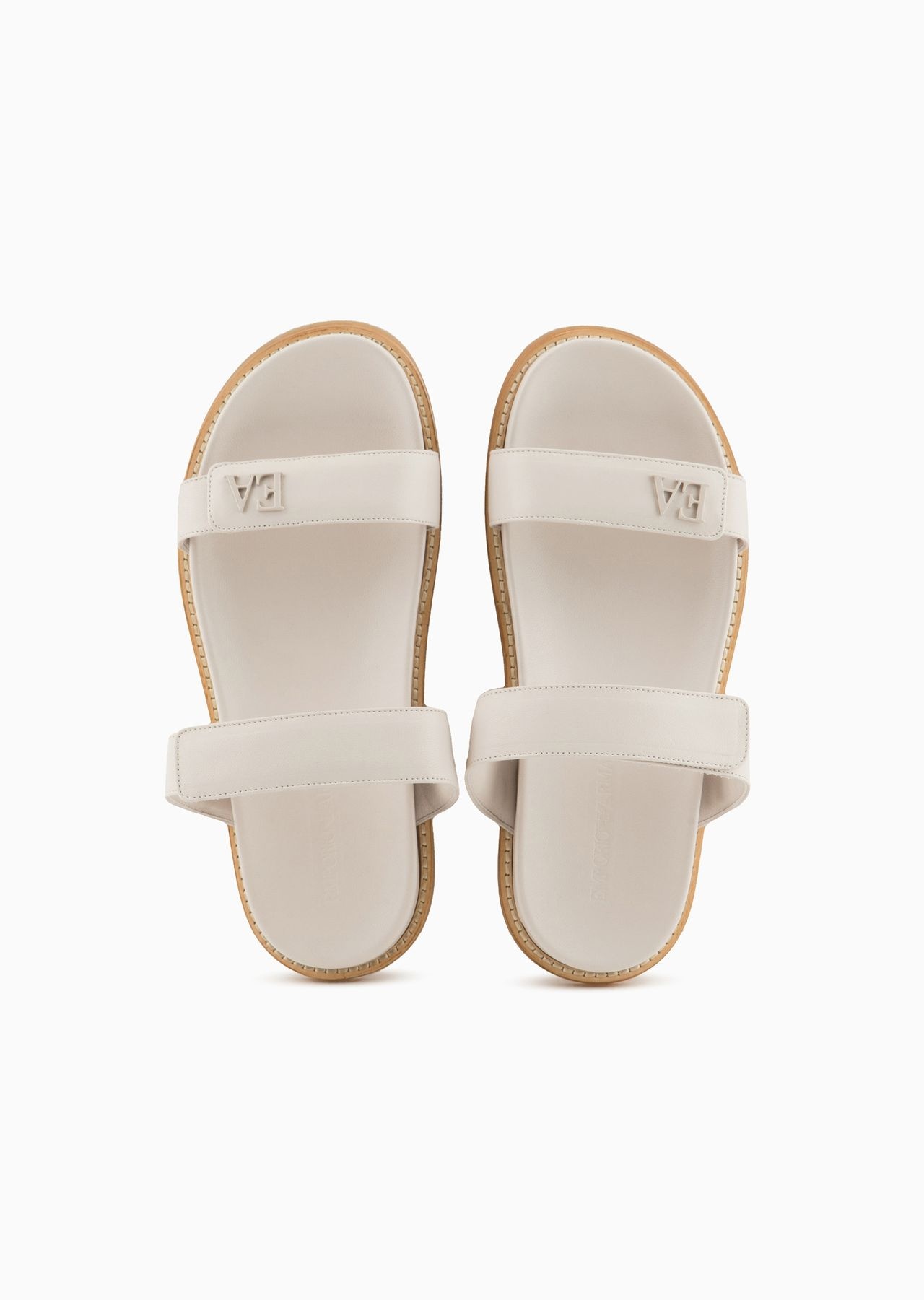 Double-band sandals in nappa leather with EA logo - 3