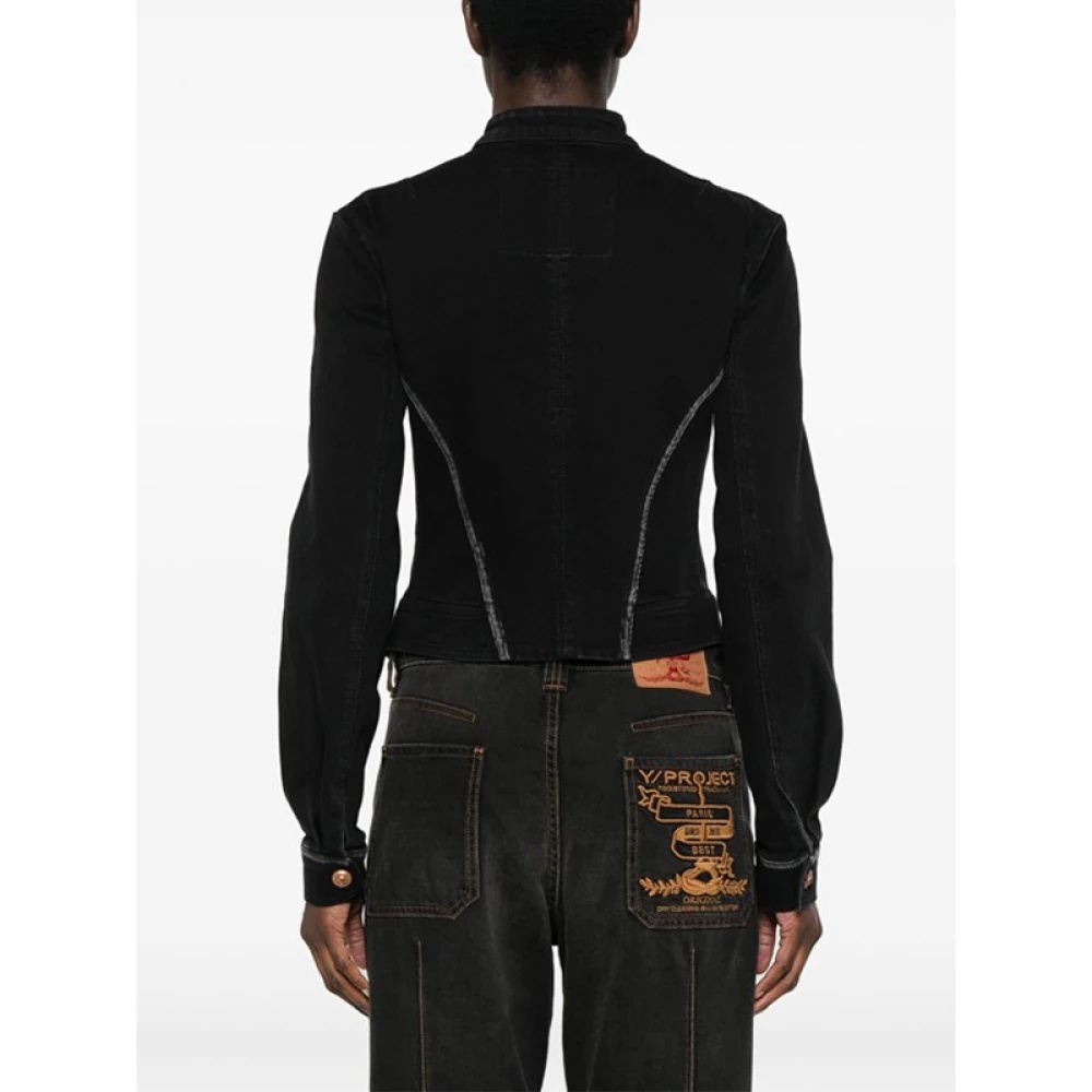 VERSACE JEANS COUTURE BLACK DENIM JACKET WITH ZIP DETAIL