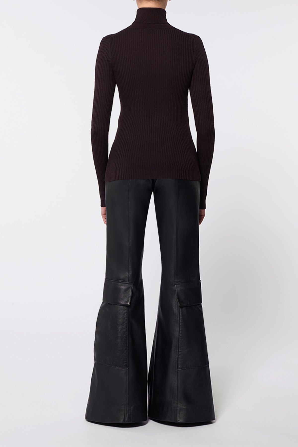 Peppe Knit Turtleneck in Chocolate Cashmere Silk - 4