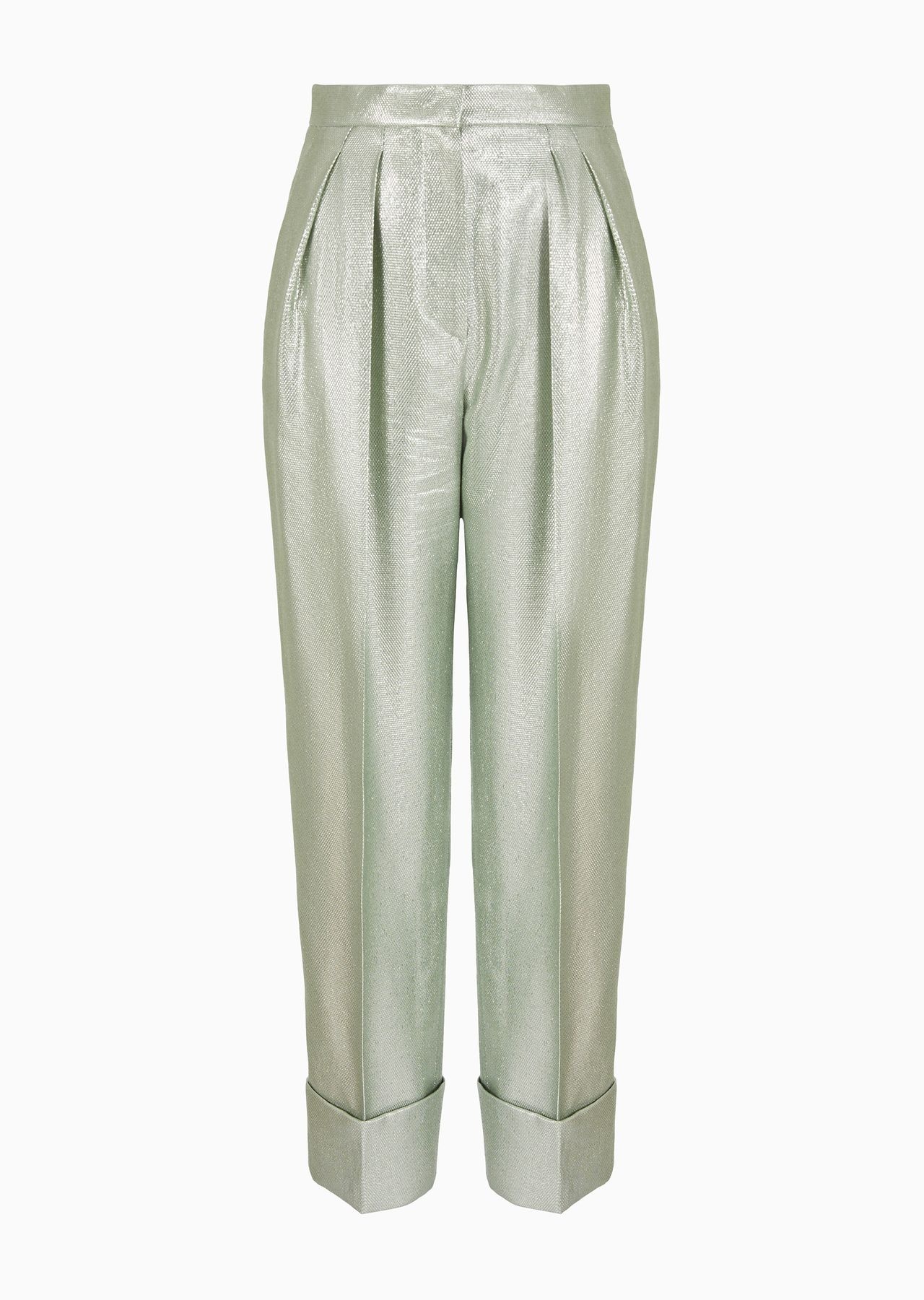High-waisted trousers in fluid armure lurex - 1