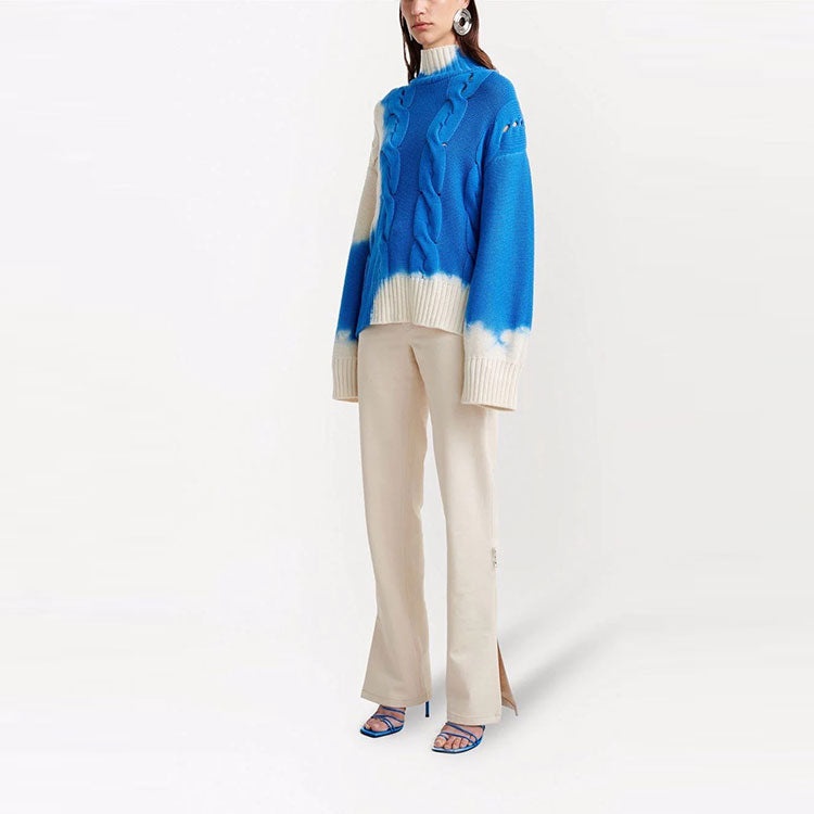 (WMNS) Off-White Wool Sweater 'Blue White' OWHF021F21KNI0024501 - 4