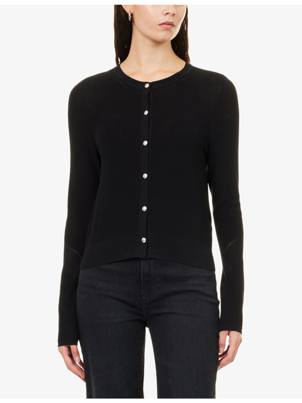 Dina Round-Neck Cotton-Blend Cardigan - 3