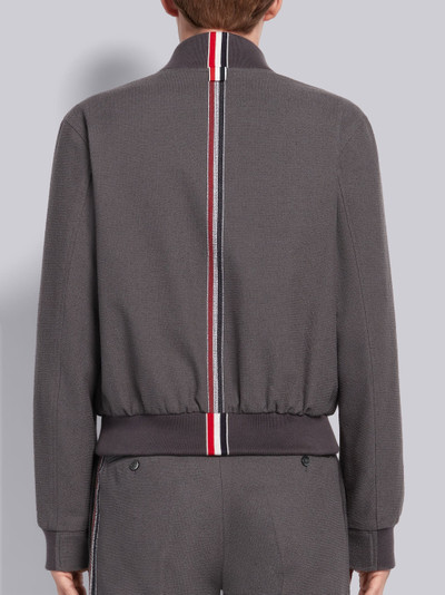 Thom Browne Dark Grey Cotton Boucle Suiting Engineered Center Back Stripe Zip-up Jacket outlook