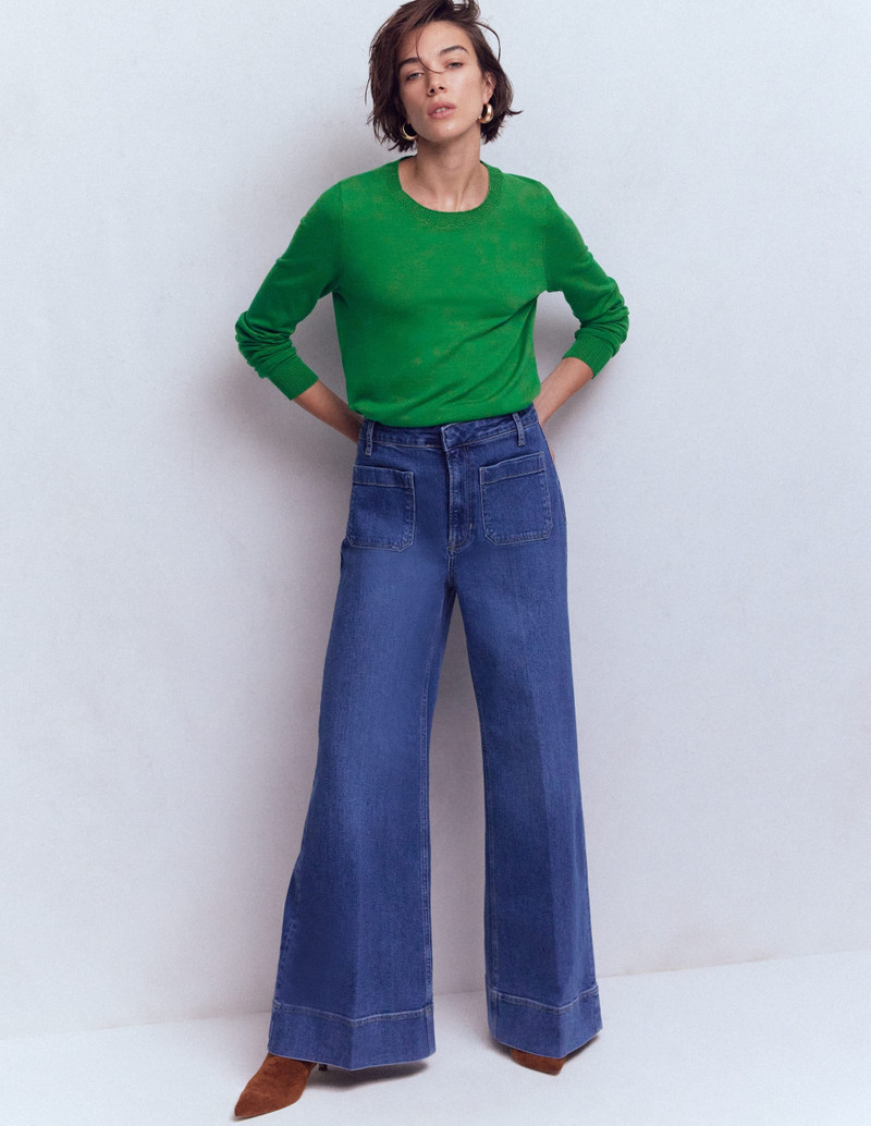 Emilia Cotton Crew Sweater-Rich Emerald 1