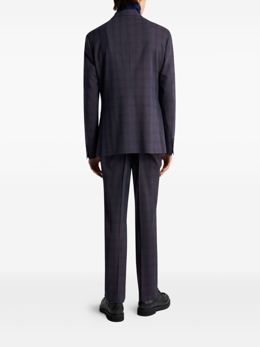 check-pattern wool suit - 3
