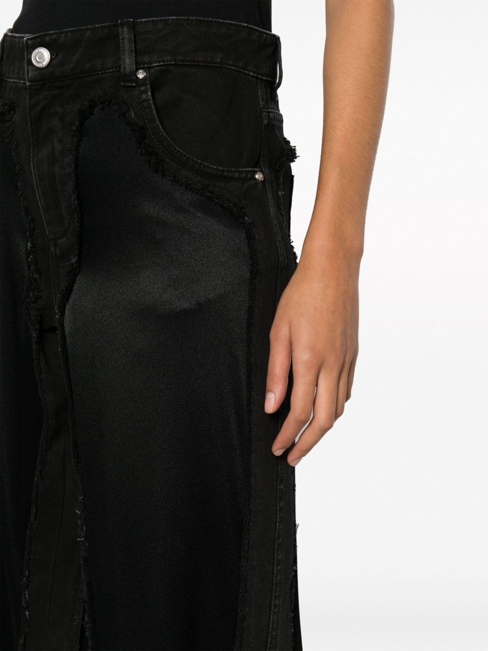 high-waist satin-panelled jeans - 5