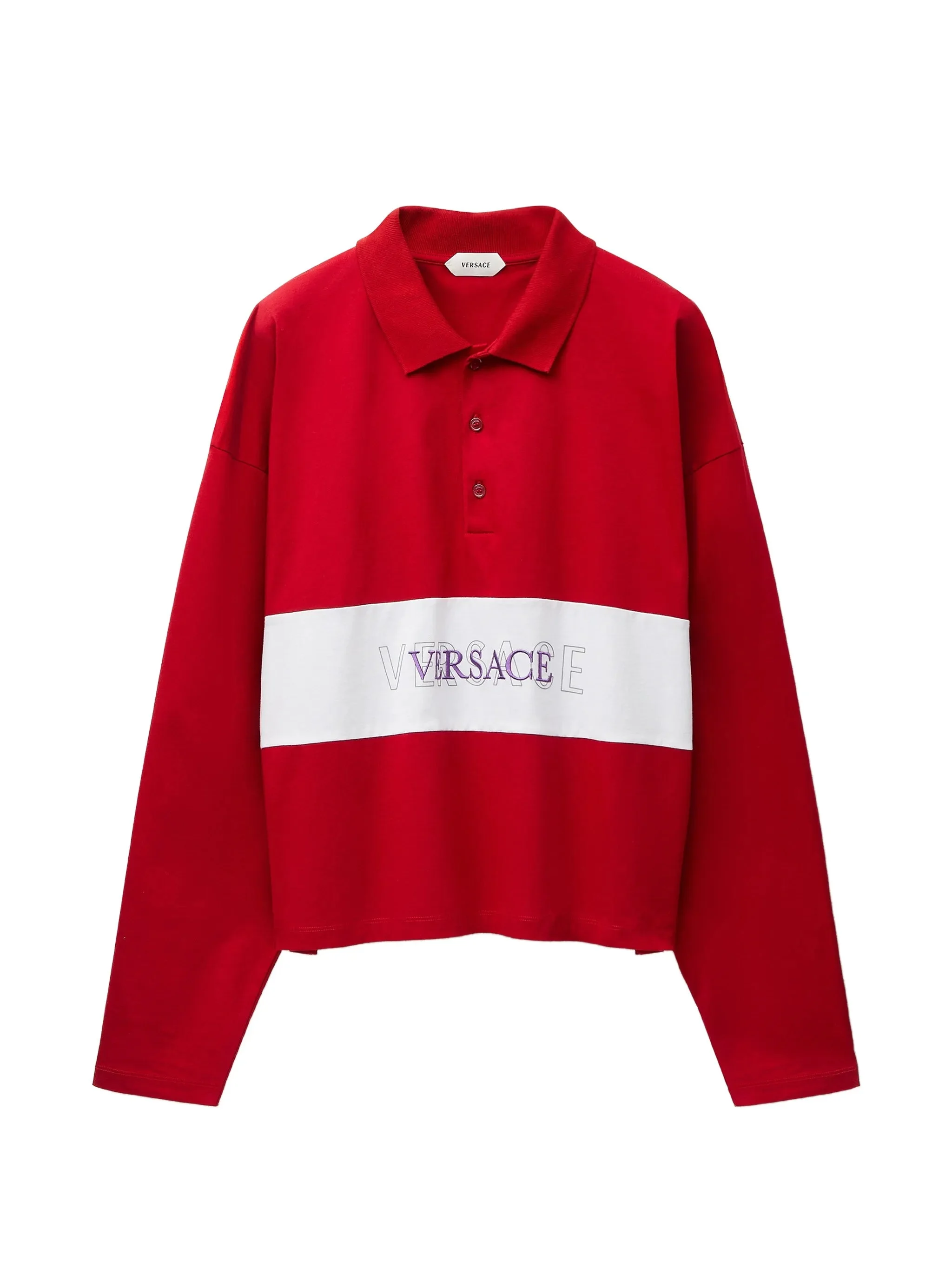 Versace Embroidered-logo Intarsia Cotton-jersey Polo - 1