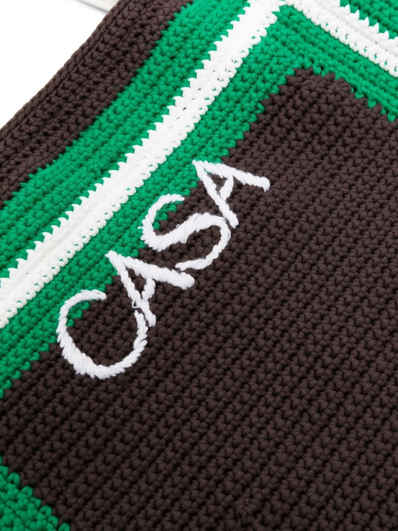 logo-embroidered crochet tote bag 3