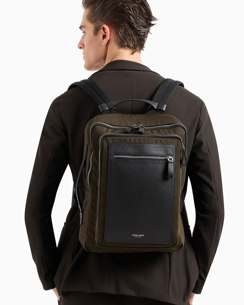 ASV NYLON AND PEBBLED-LEATHER BACKPACK 7