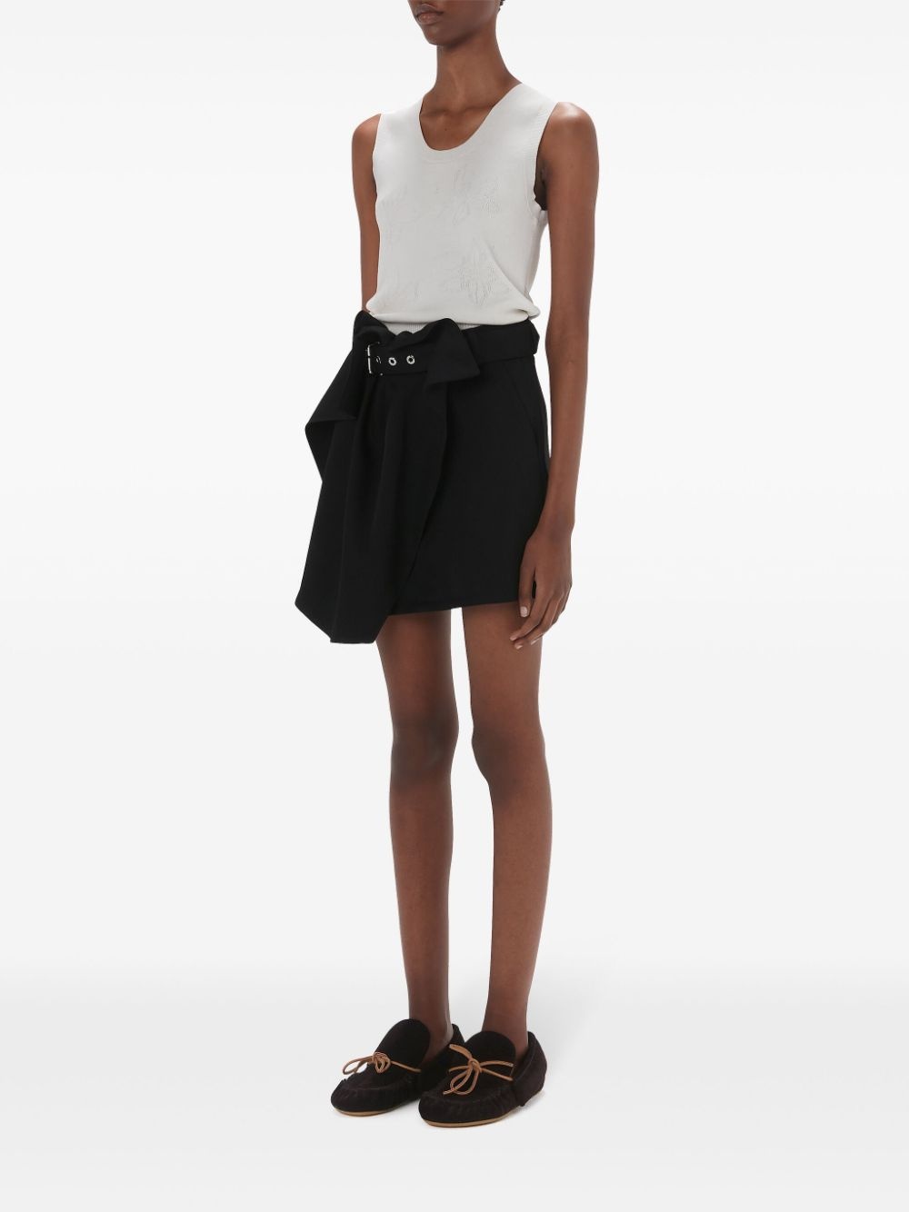 asymmetric draped wool mini skirt - 2