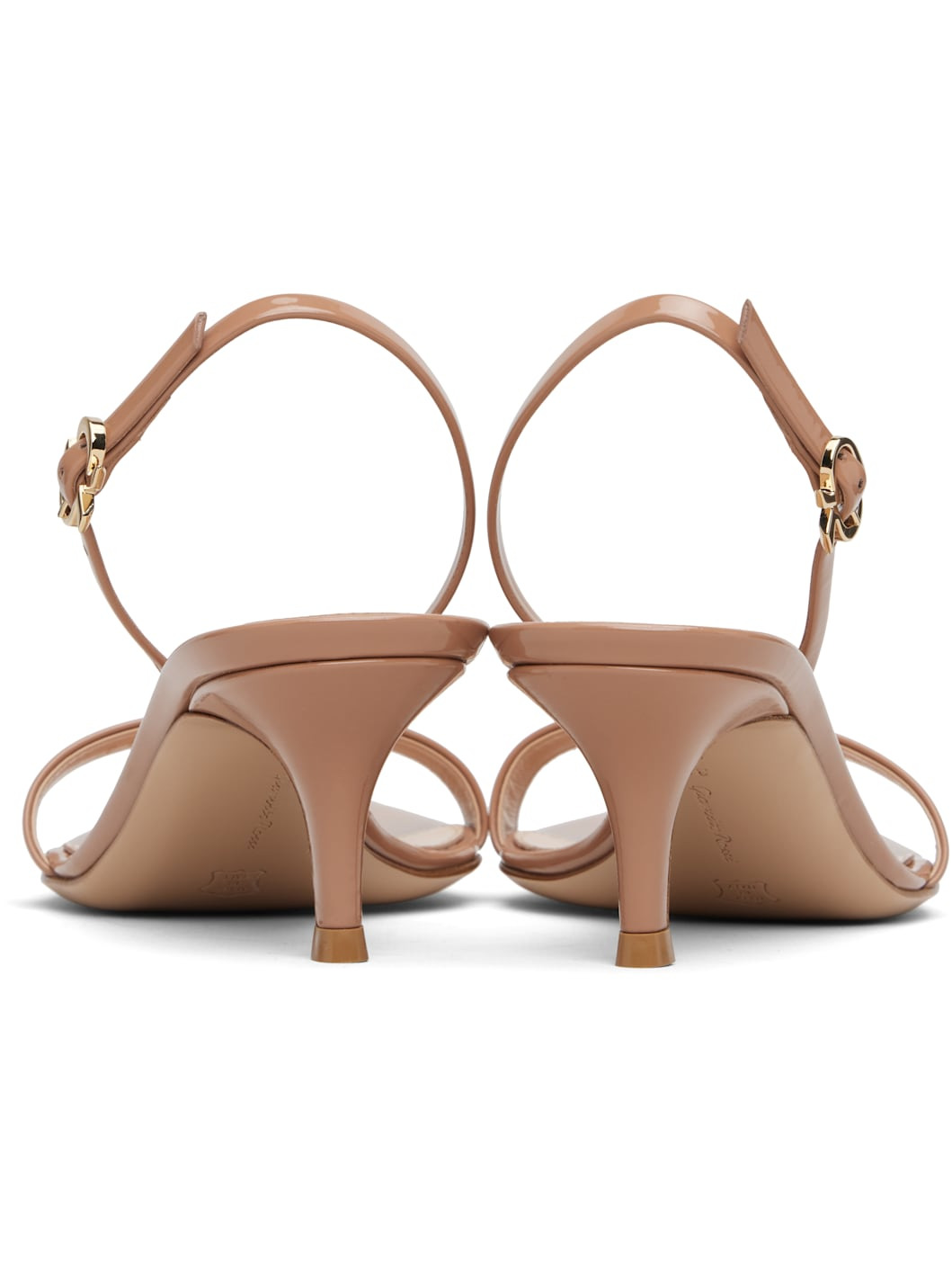 Beige Ribbon Kitten Heeled Sandals - 2