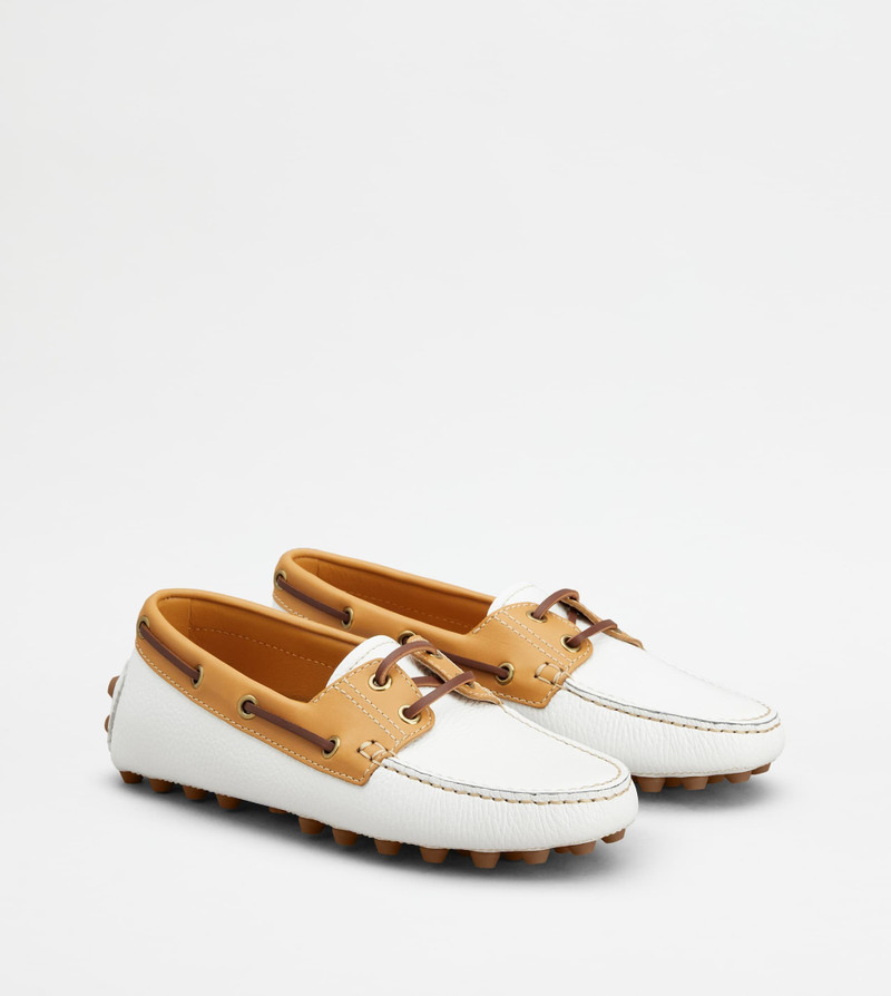 BOAT GOMMINO BUBBLE IN LEATHER - WHITE, NATURAL, BROWN 3