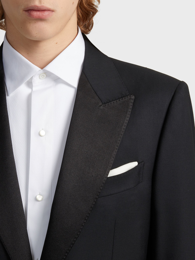WHITE COTTON AND SILK POCKET SQUARE 3