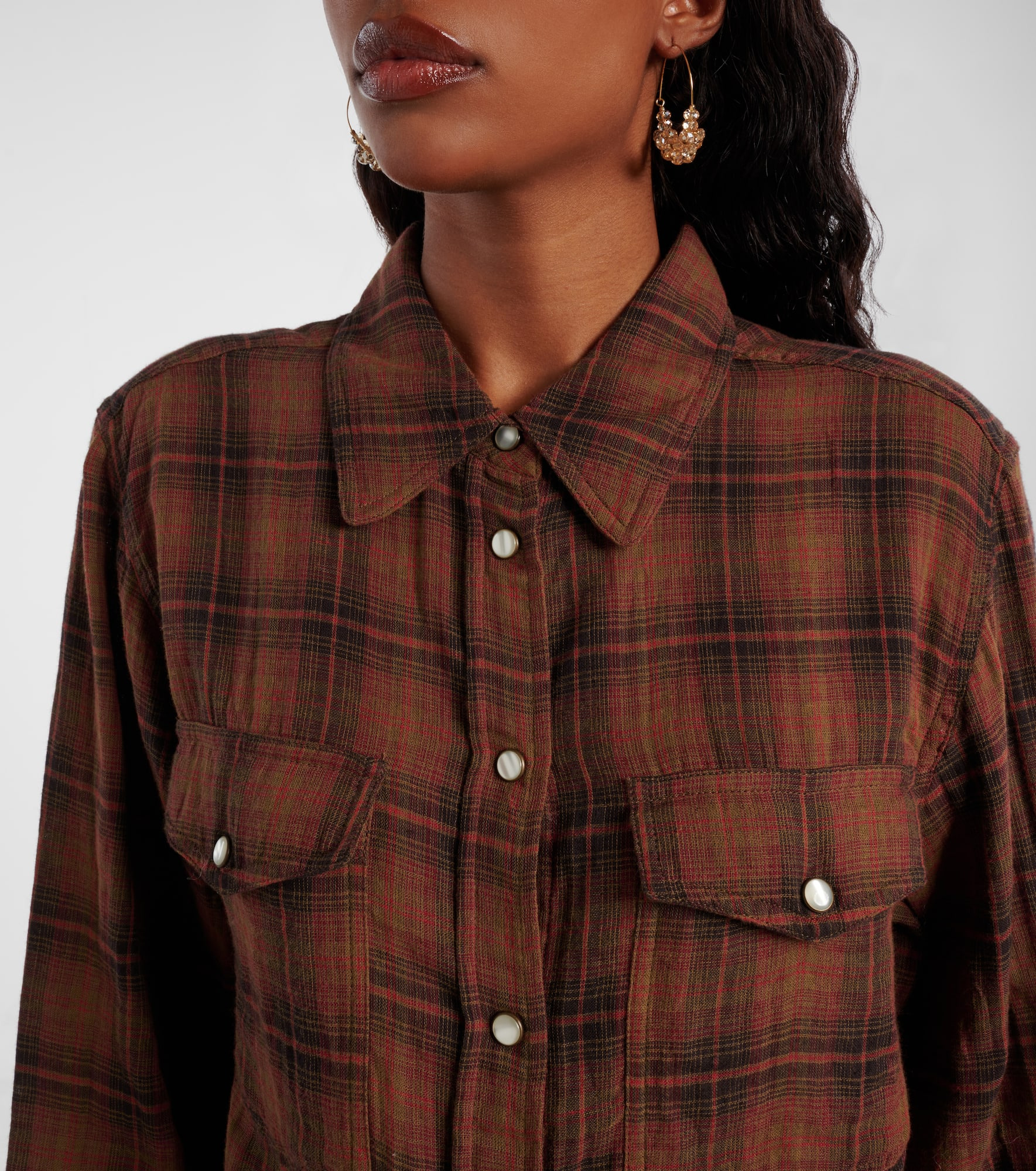 Yalisa plaid cotton flannel shirt - 4