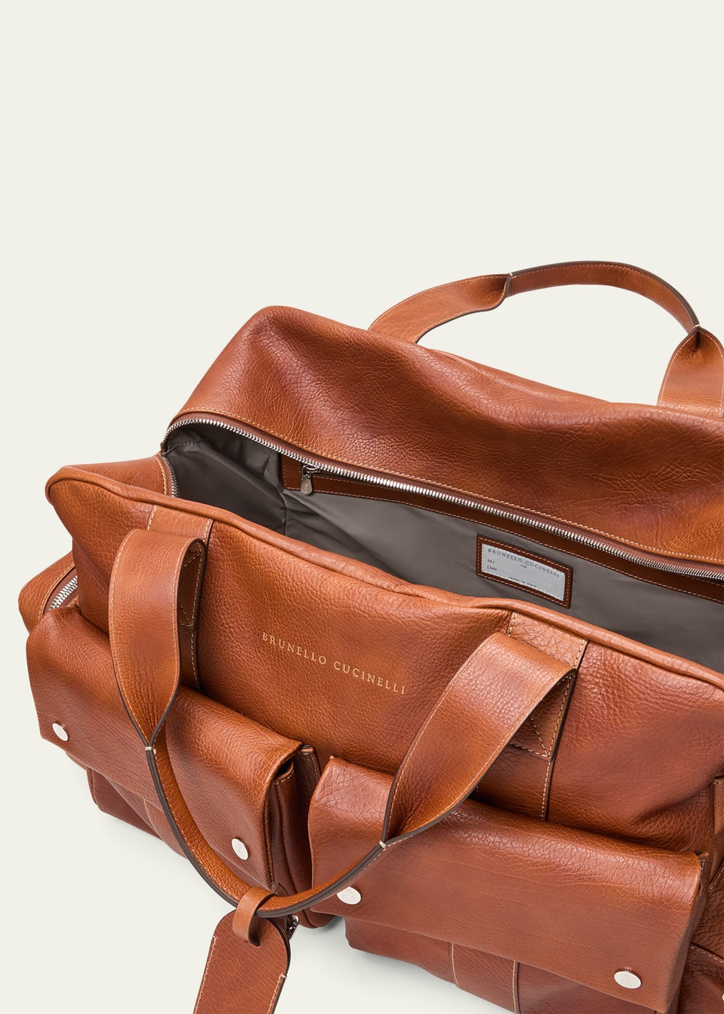 Men's Grained Calfskin Leisure Duffel Bag - 4