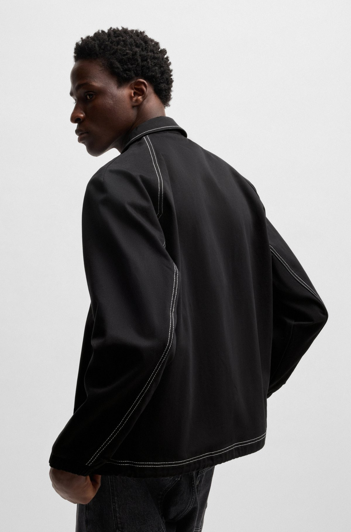COTTON-TWILL JACKET WITH CHAIN-STITCH LOGO - 4