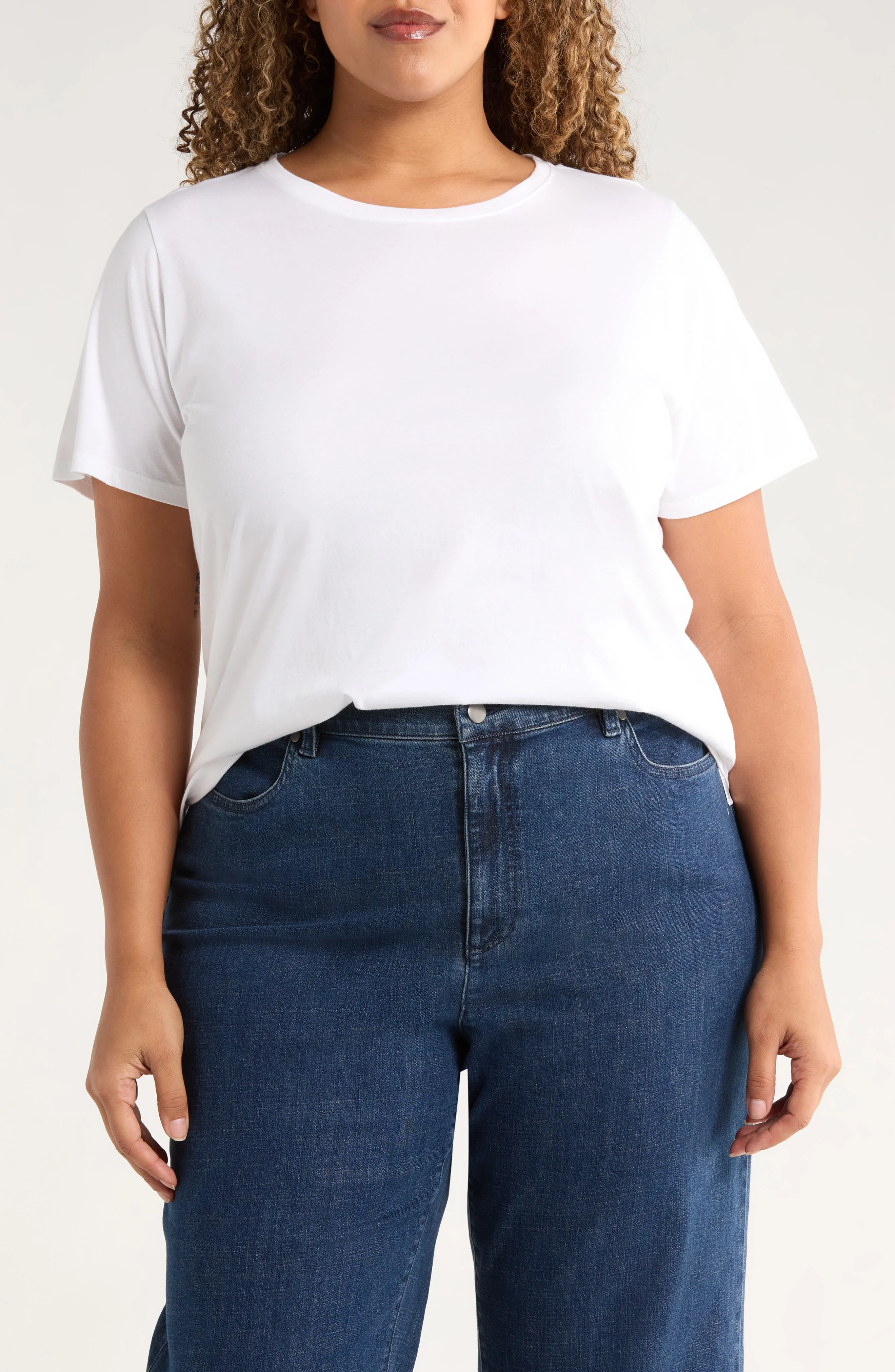 Eileen Fisher Crewneck Organic Cotton T-Shirt in White at Nordstrom - 1
