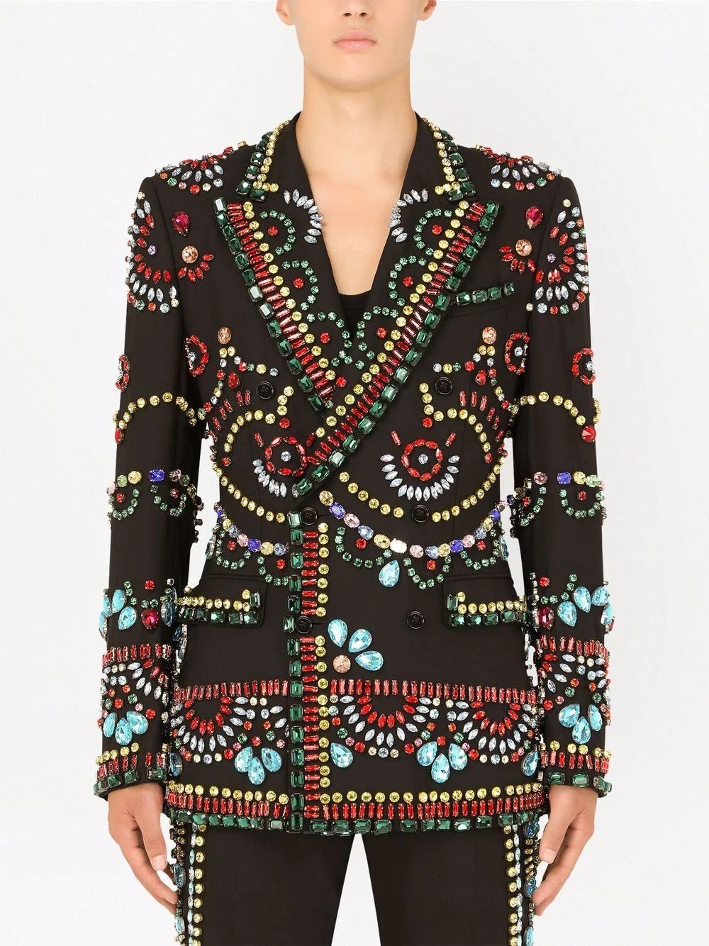 gemstone-embellished double-breasted blazer - 3