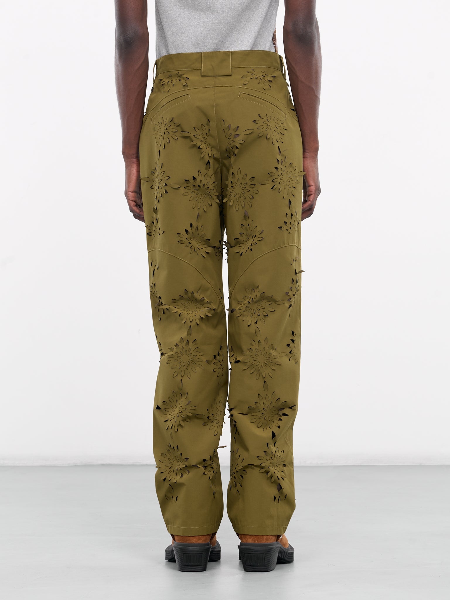 Laser-Slashed Flower Trousers - 3