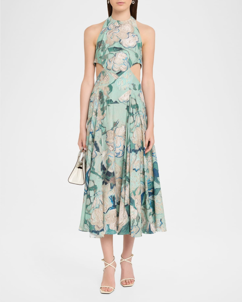 Givenchy Floral-Print Cutout Halter Midi Dress outlook