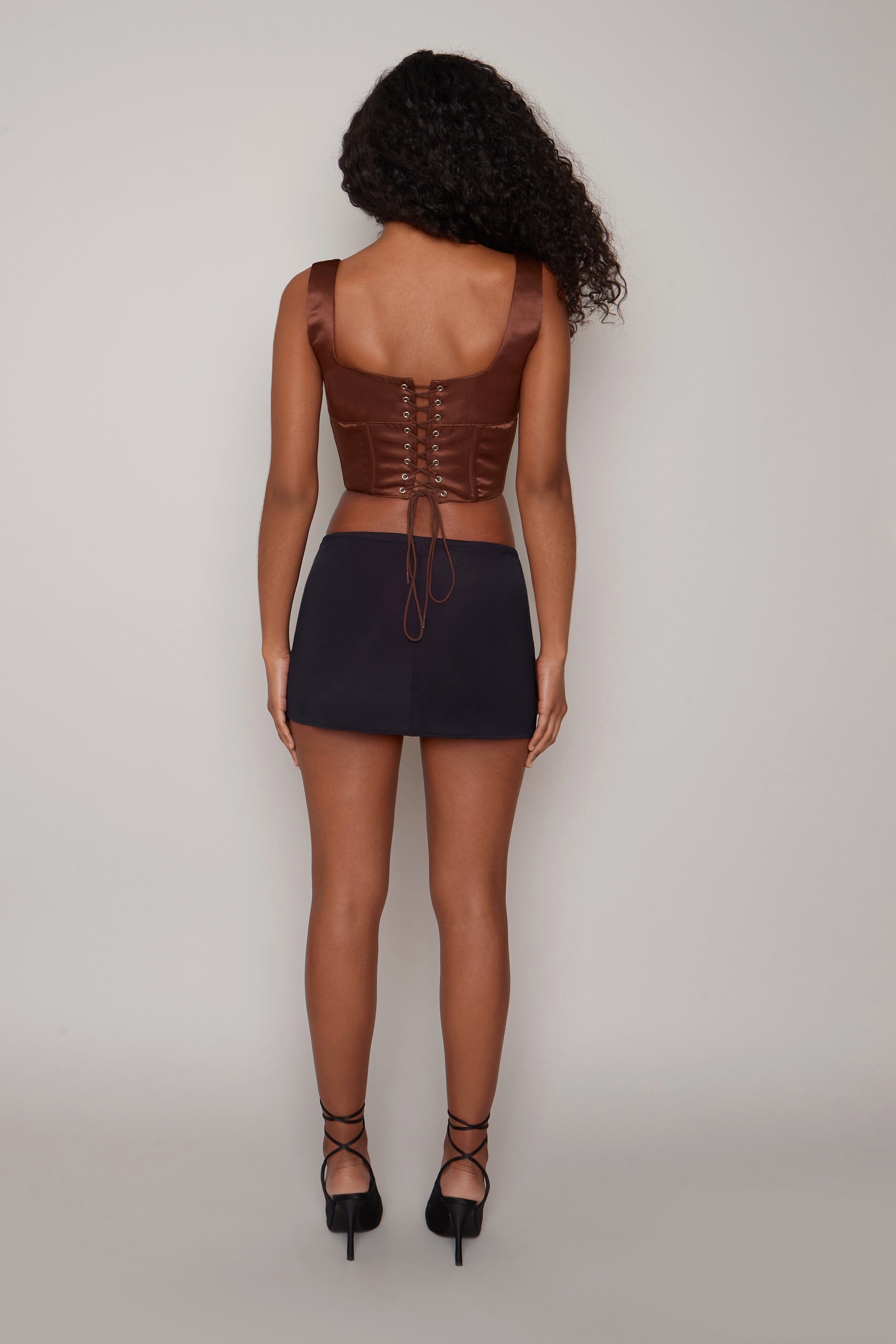 SATIN LACE-UP BUSTIER TOP - 5