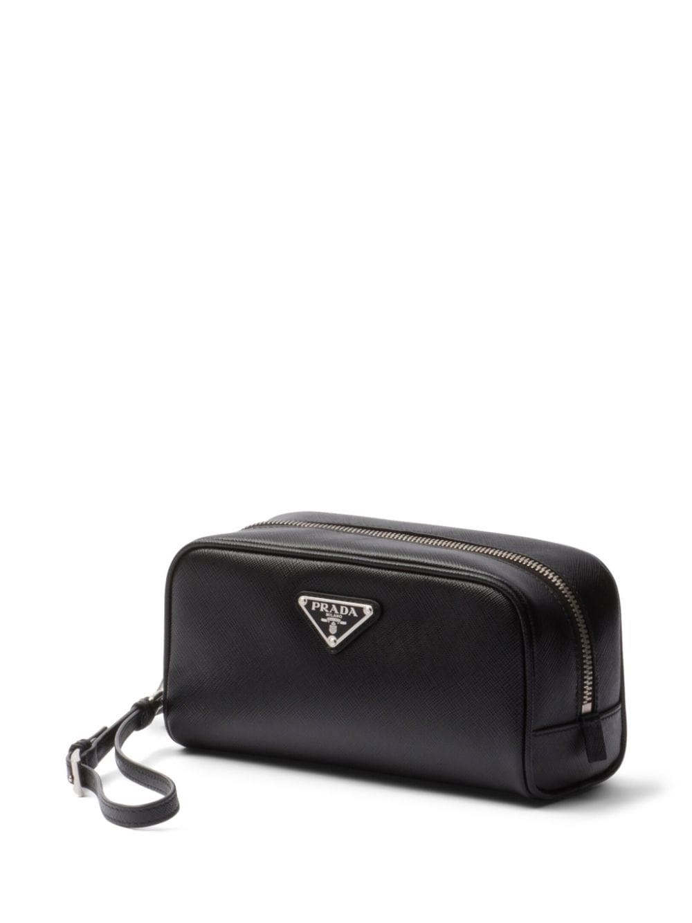 enamel-logo saffiano leather clutch bag - 4