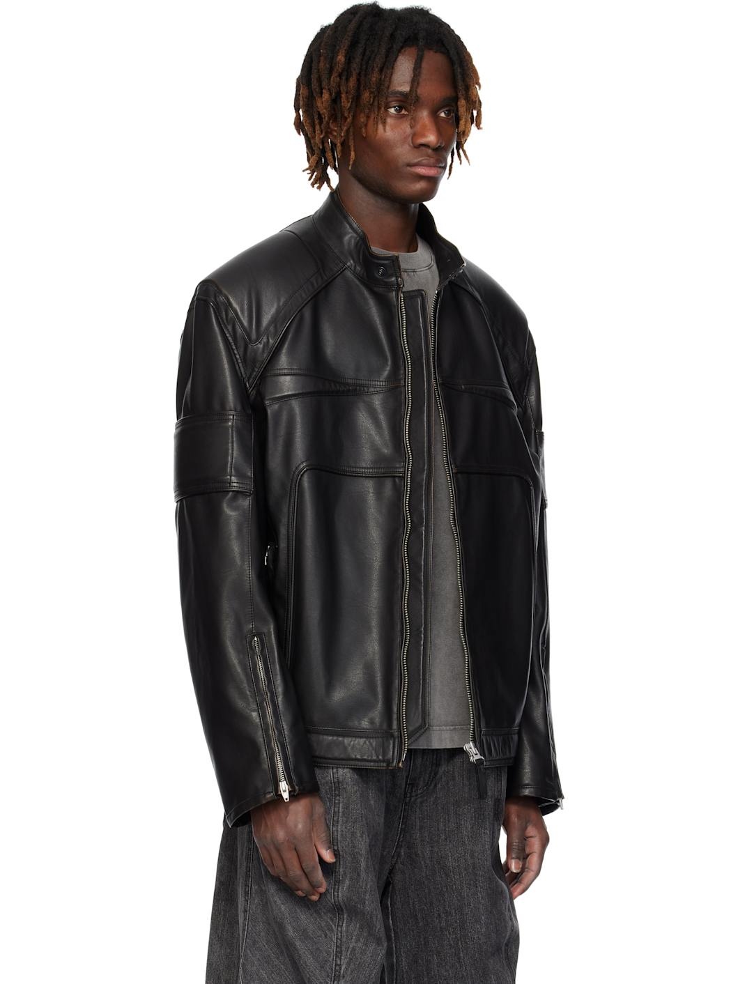 Juun. J Black Rider Faux-Leather Jacket - 2