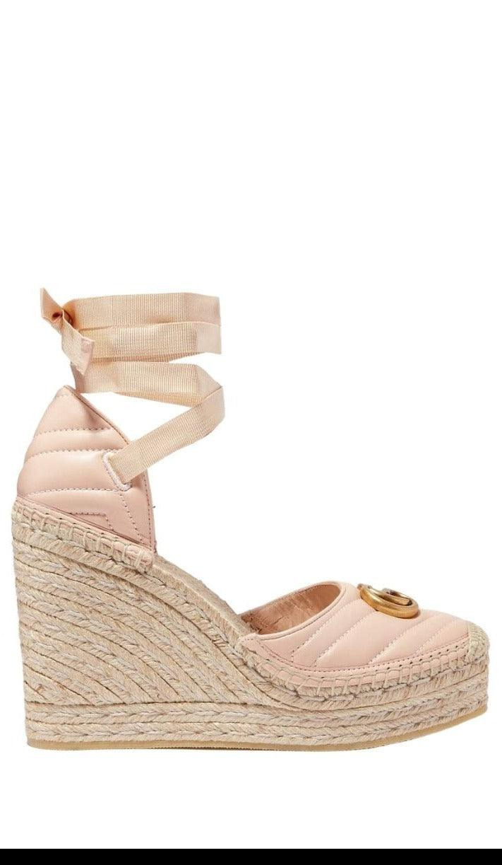 Leather Matelassé Platform Espadrilles - 4