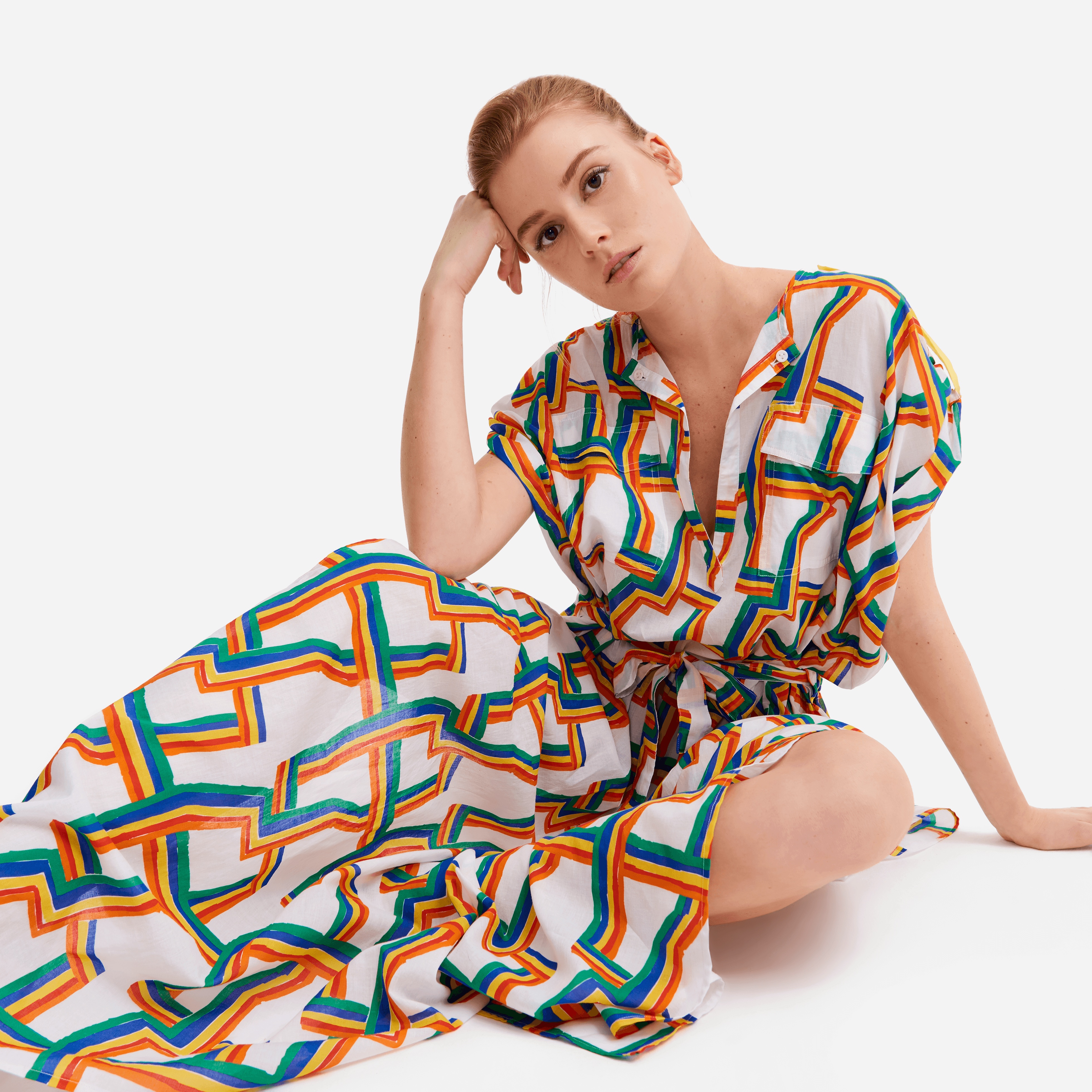 Women long Cover-up in cotton voile Africain - Vilebrequin x JCC+ - Limited Edition - 4