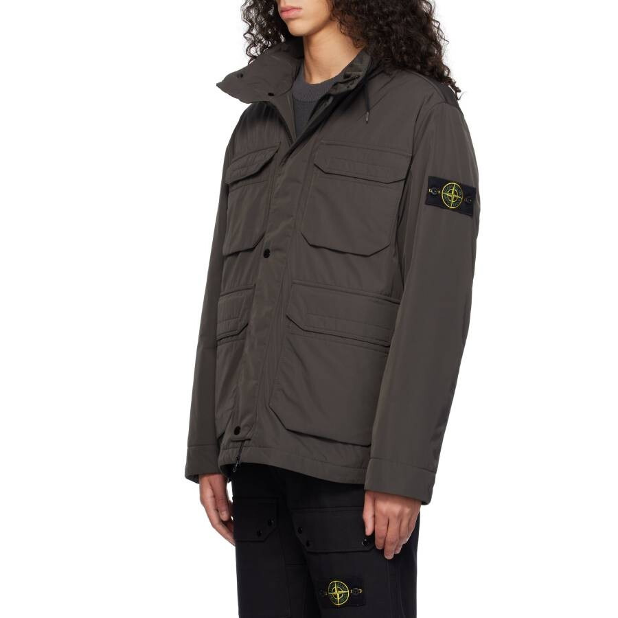 Stone Island Men's Charcoal Micro Twill Field Jacket With Anti-Drop - 4