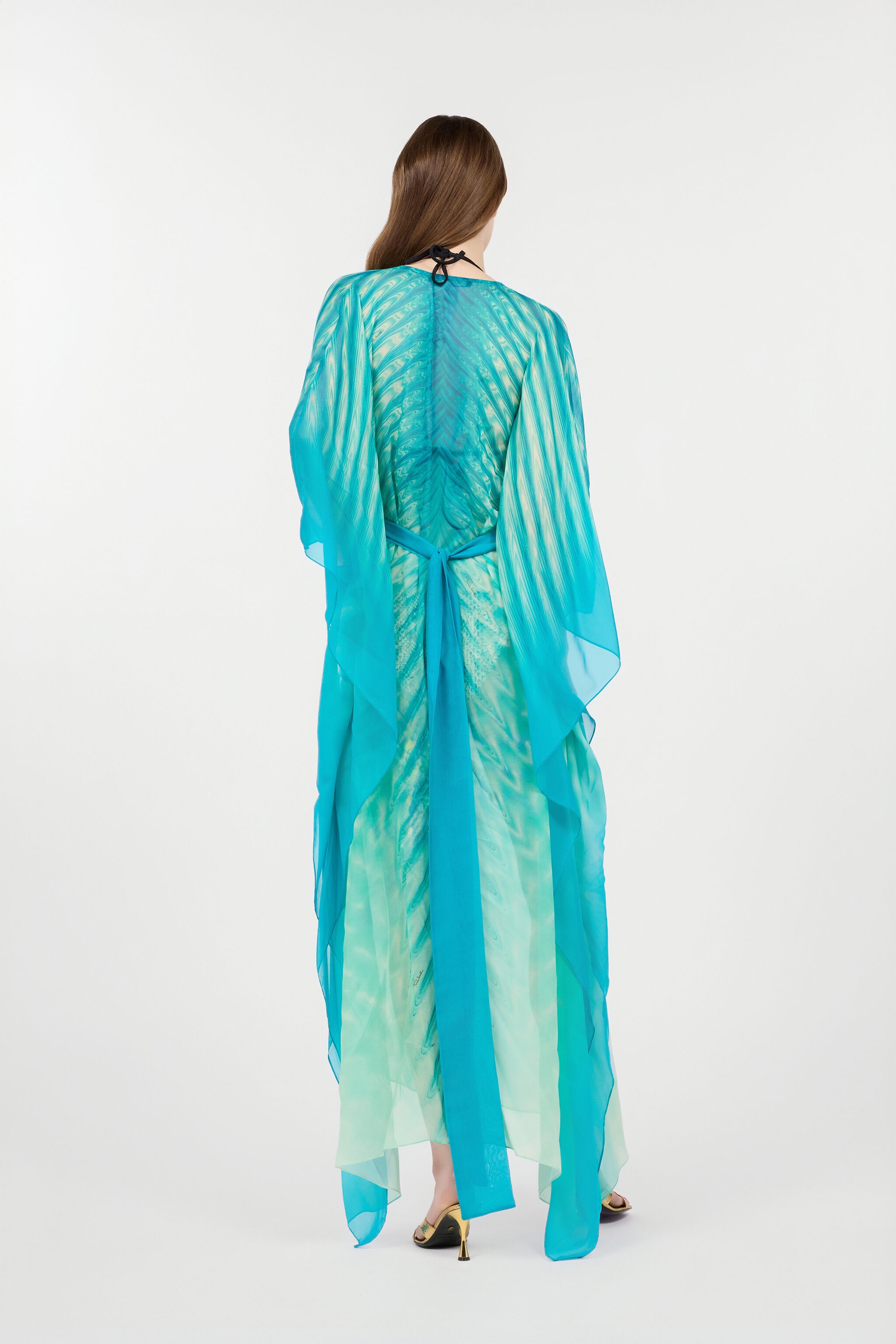 Long Caftan With Optical Glass Print - 4