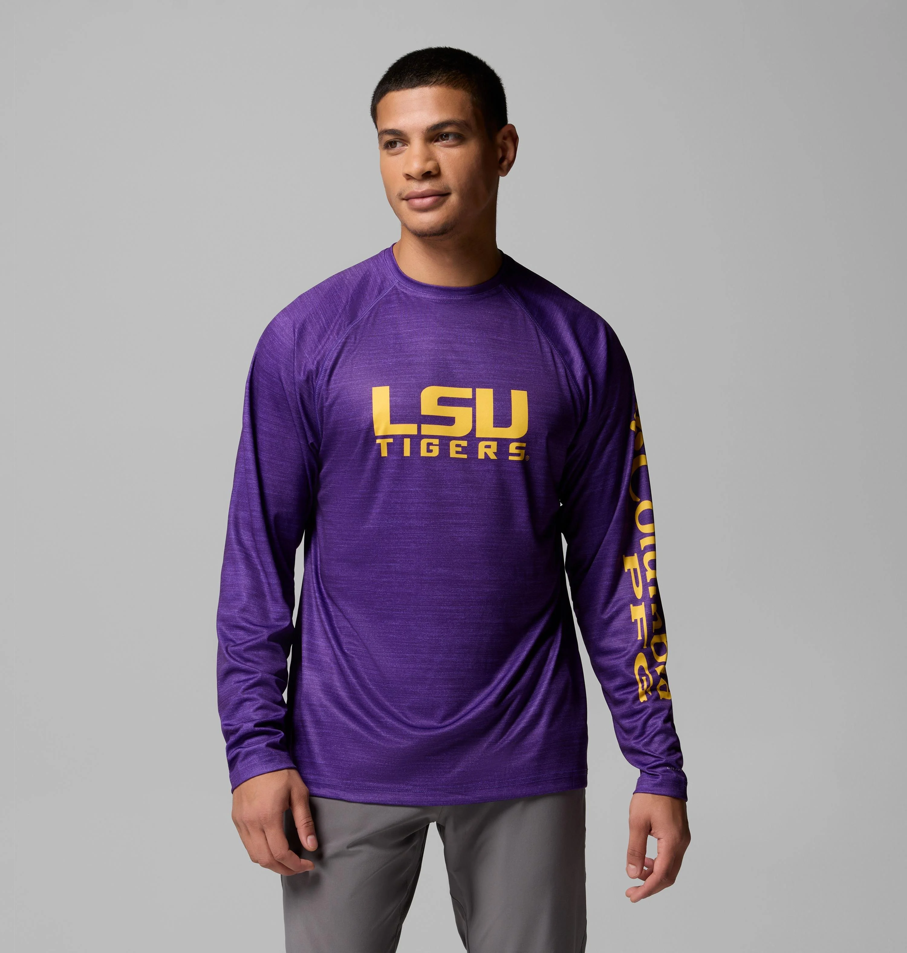 Men's Collegiate PFG Terminal Tackle Heather Long Sleeve Shirt - LSU - 1