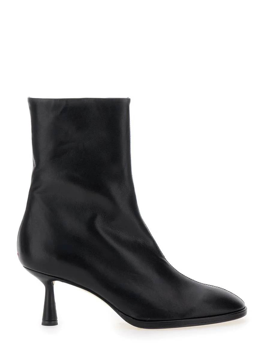 Aeyde Black Ankle Boots With Rounded Toe In Leather Woman - 1
