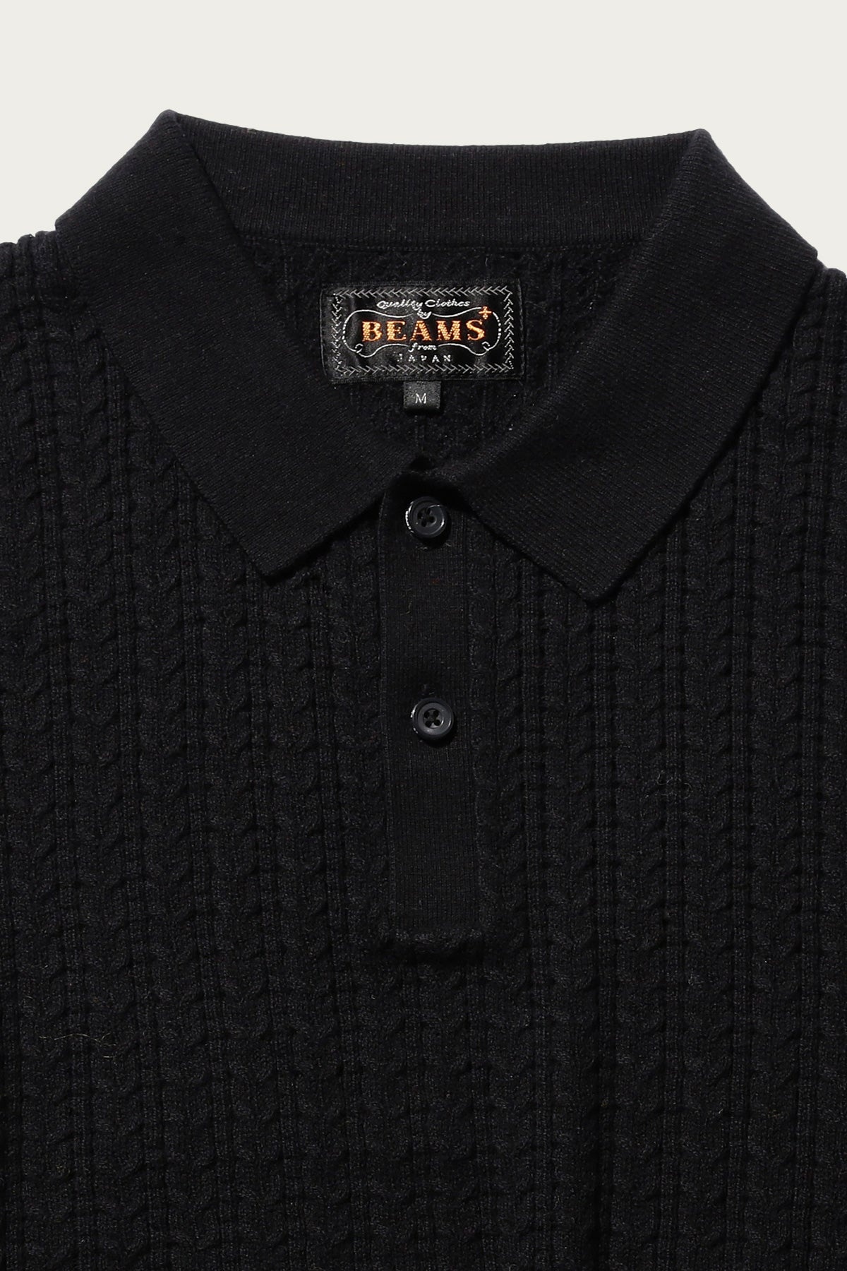 Cable Knit Polo - Black - 2