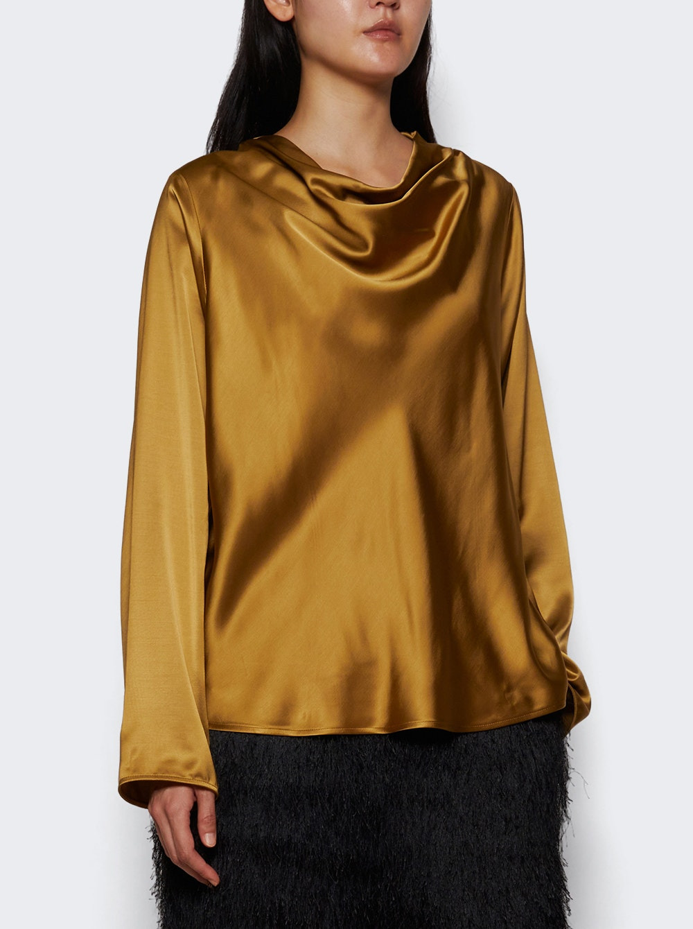 Riddy Draped Collar Blouse Ocher - 2