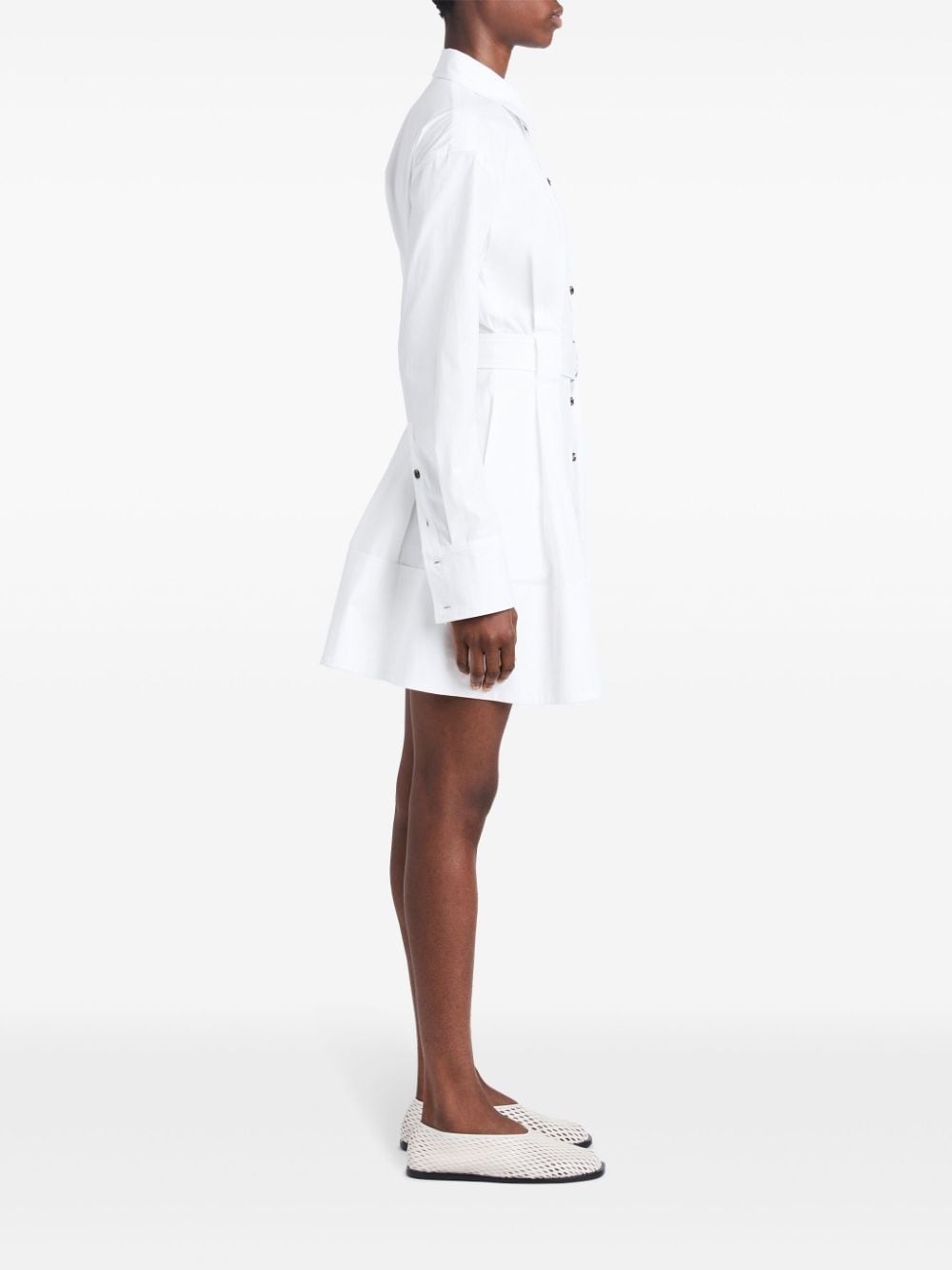 long-sleeve poplin shirt dress - 3