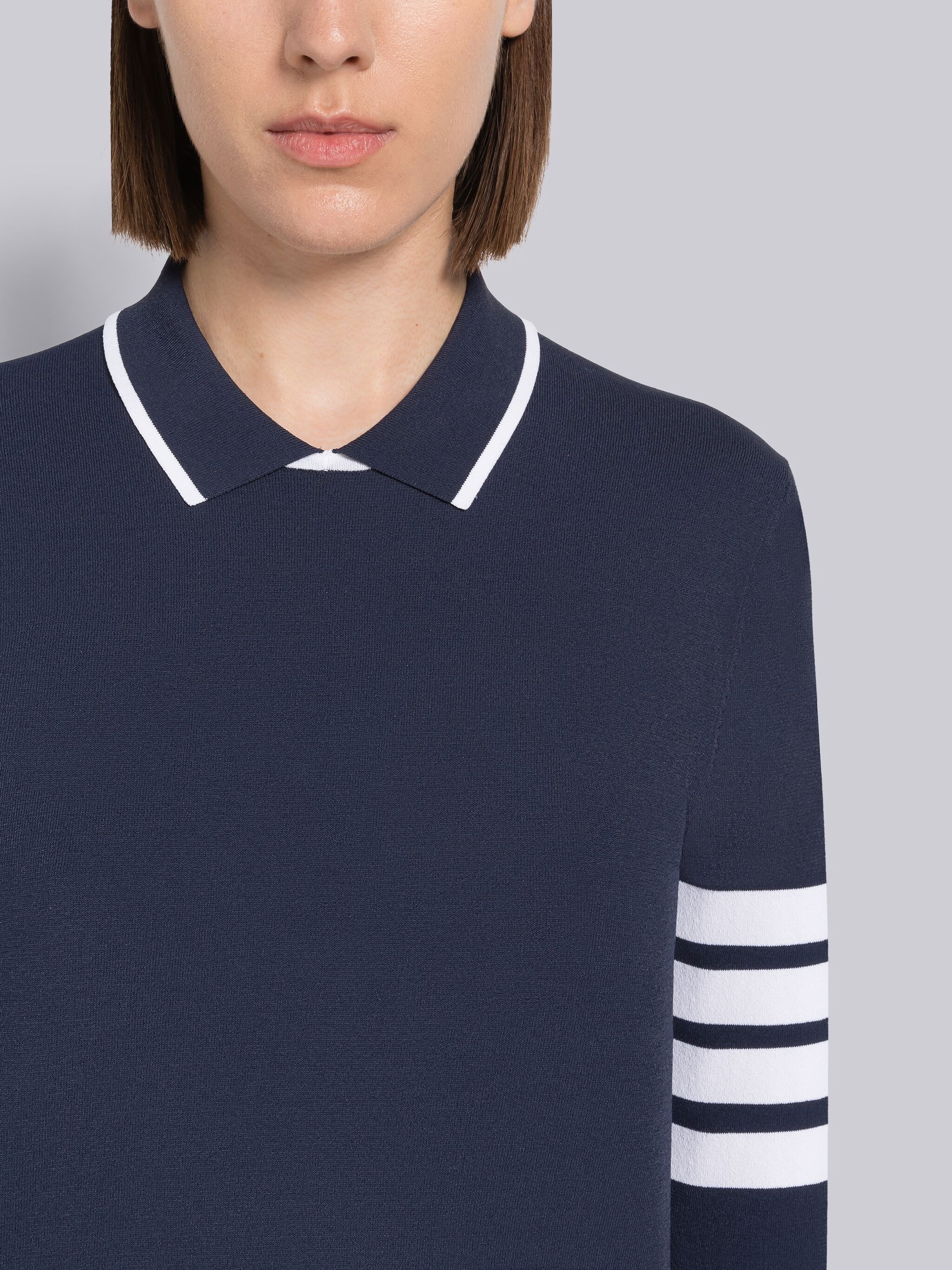 Viscose Jersey Tipping Polo Pullover - 5