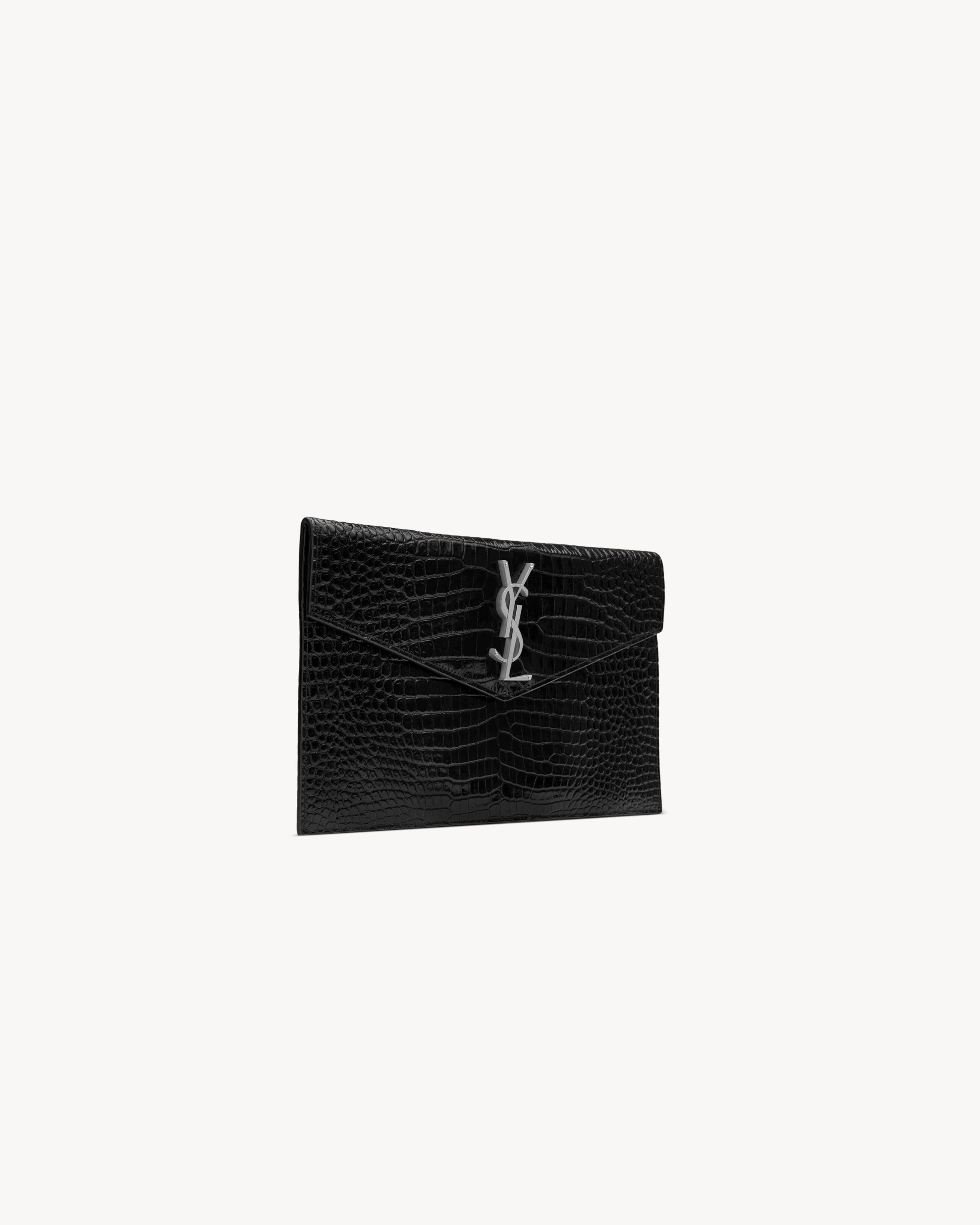 UPTOWN POUCH IN CROCODILE-EMBOSSED SHINY LEATHER - 4